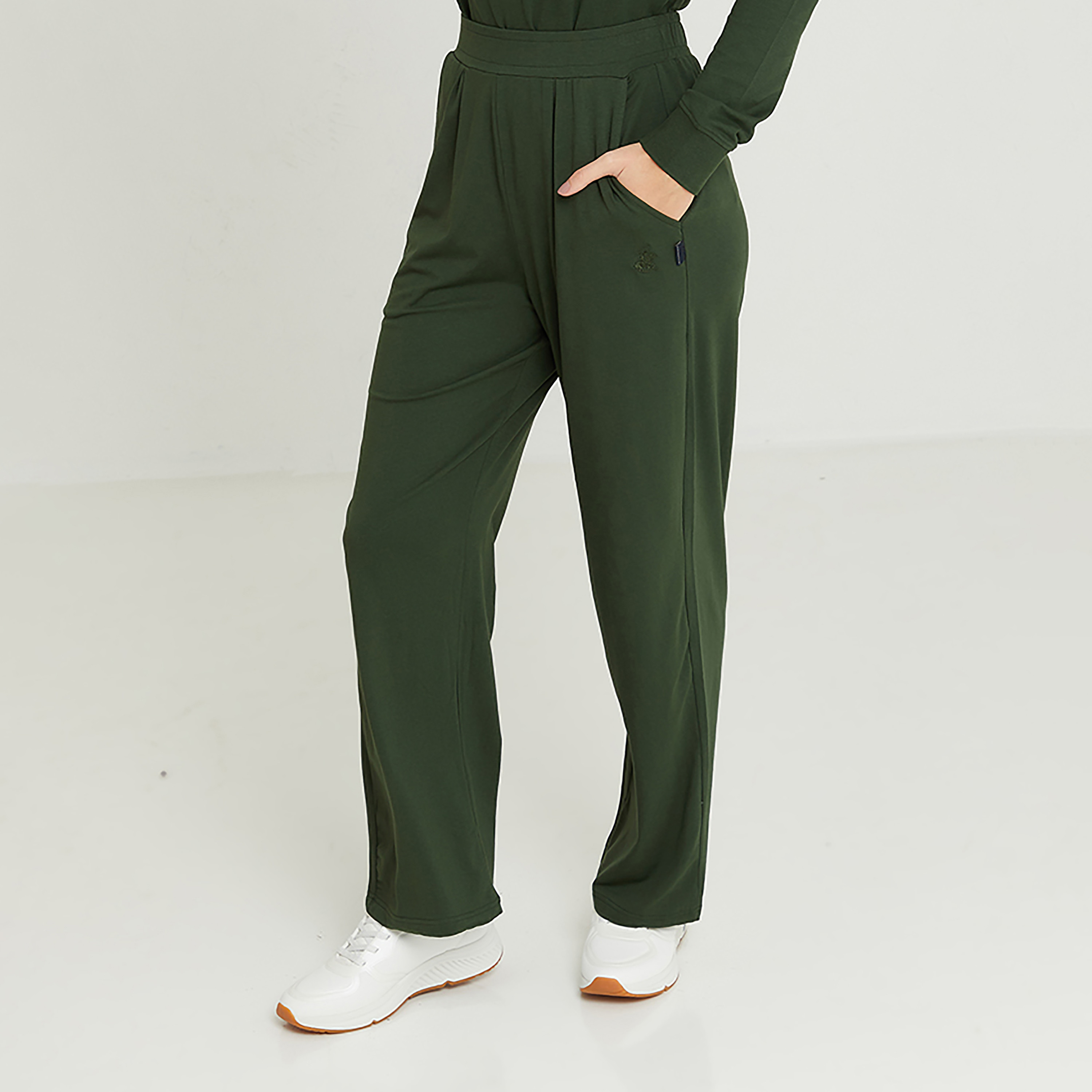 Beverly Hills Polo Club Plain High-Rise Elasticated Waist Women's Trousers-women-clothing-bottoms-trousers-image-1