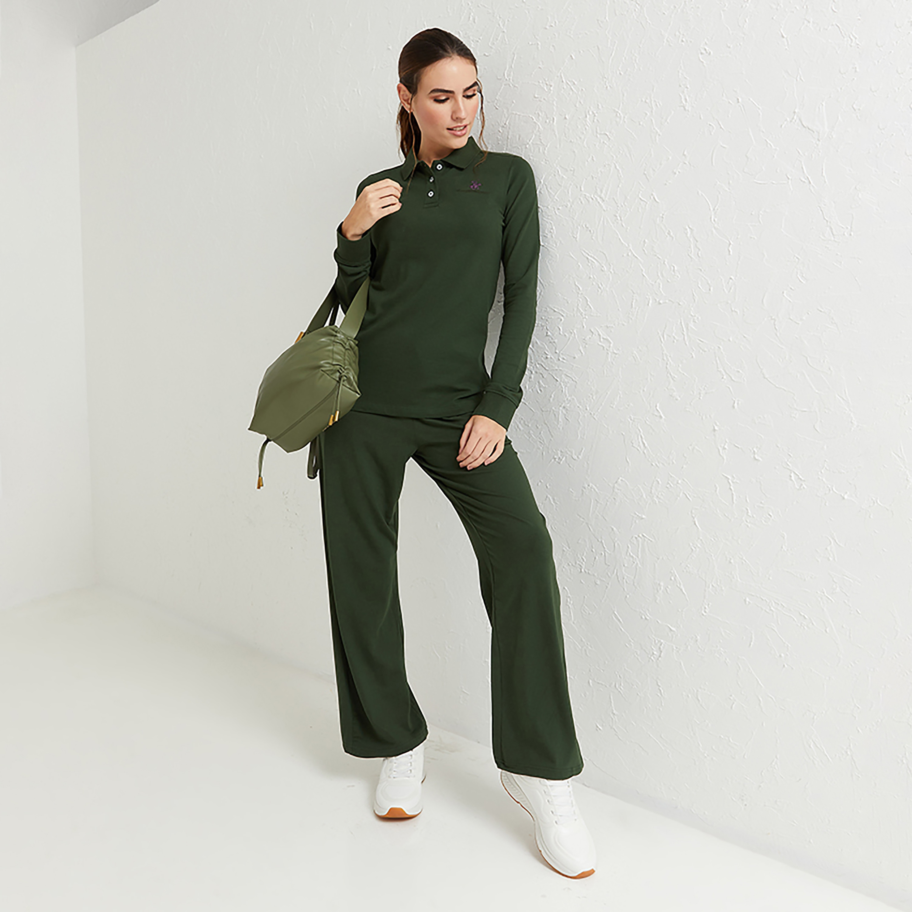 Beverly Hills Polo Club Plain High-Rise Elasticated Waist Women's Trousers-women-clothing-bottoms-trousers-image-2