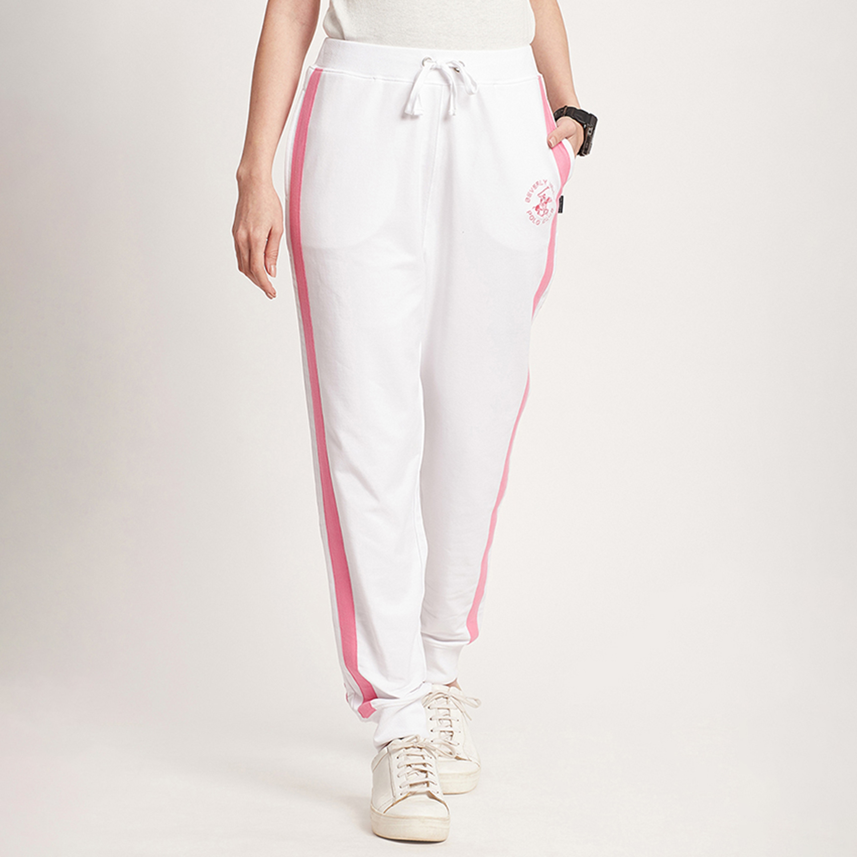 Beverly Hills Polo Club Logo Mid Waist Drawstring Joggers-women-clothing-bottoms-joggers-image-1