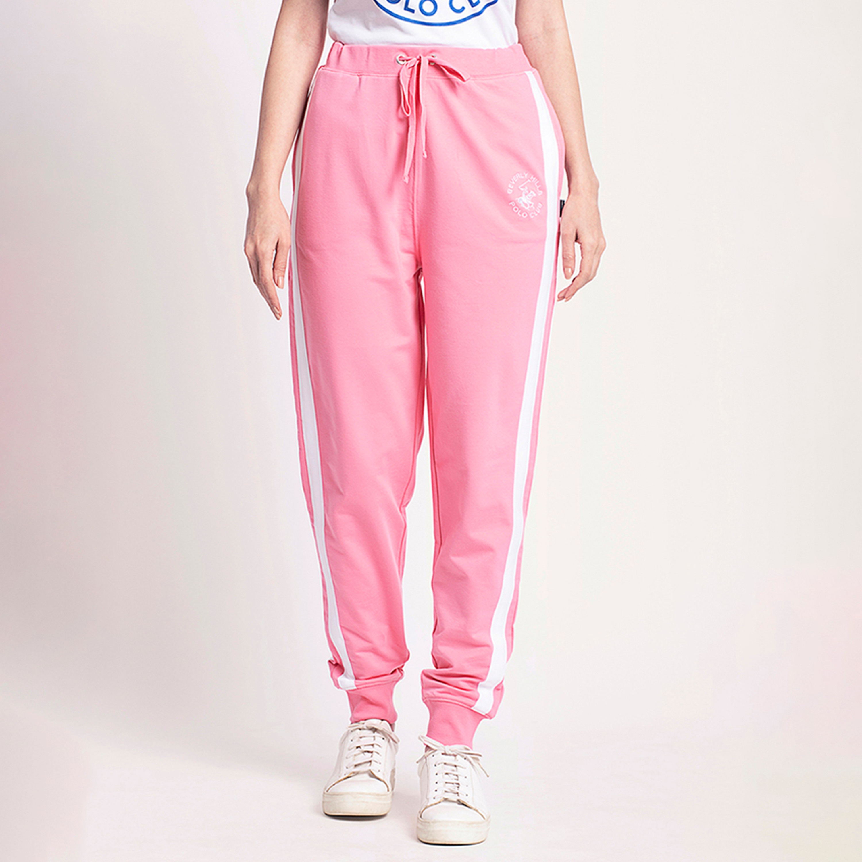 Beverly Hills Polo Club Logo Mid Waist Drawstring Joggers-women-clothing-bottoms-joggers-image-1