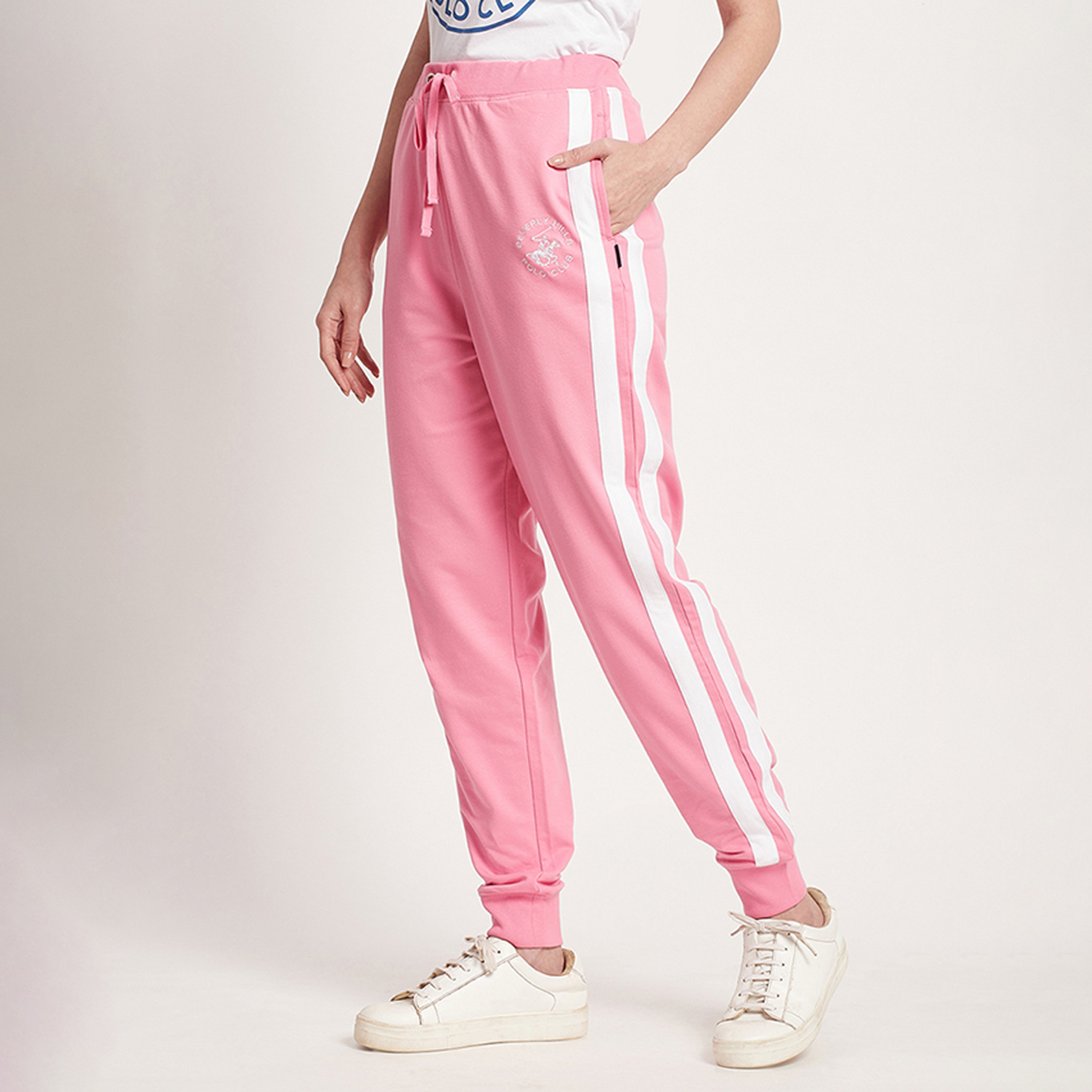 Beverly Hills Polo Club Logo Mid Waist Drawstring Joggers-women-clothing-bottoms-joggers-image-2