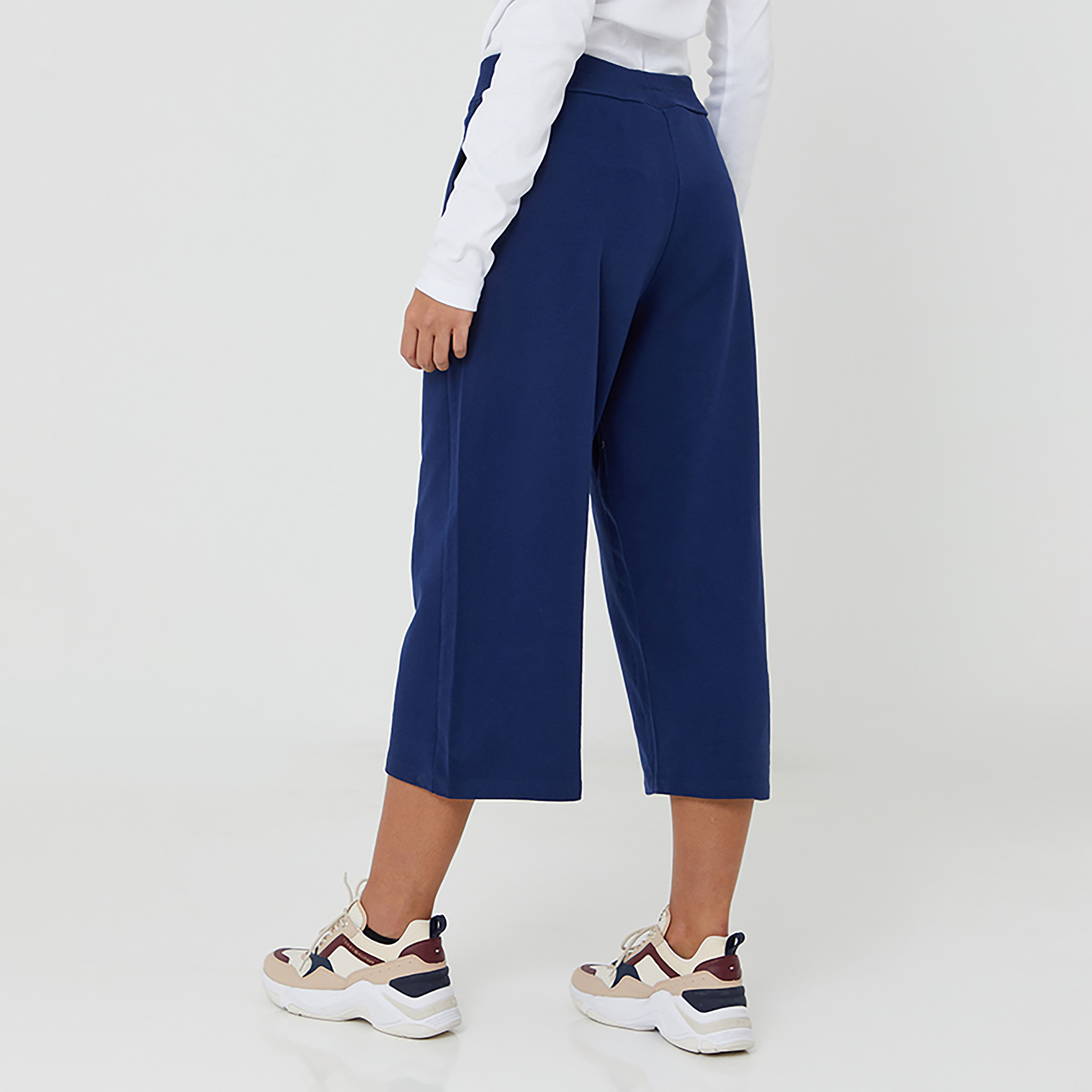 Beverly Hills Polo Club Plain High-Rise Elasticated Waist Women's Culottes-women-clothing-bottoms-trousers-image-4
