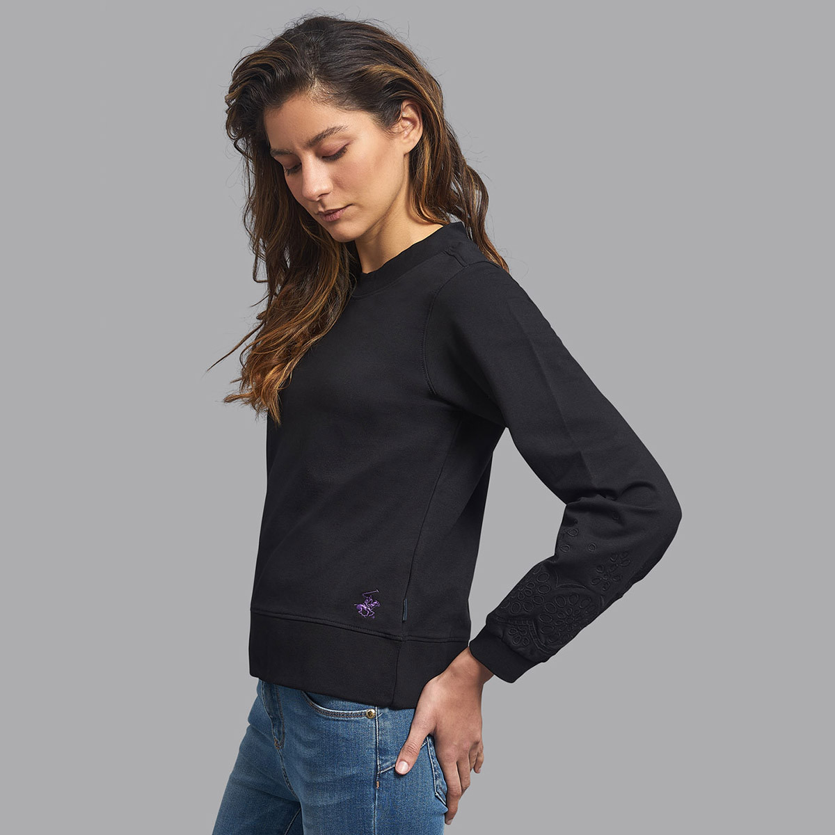 بلوفر بيفرلي هيلز بولو كلوب سادة مع لون أسود بياقة مستديرة للنساء-women-clothing-cardigansandjumpers-jumpers-image-4