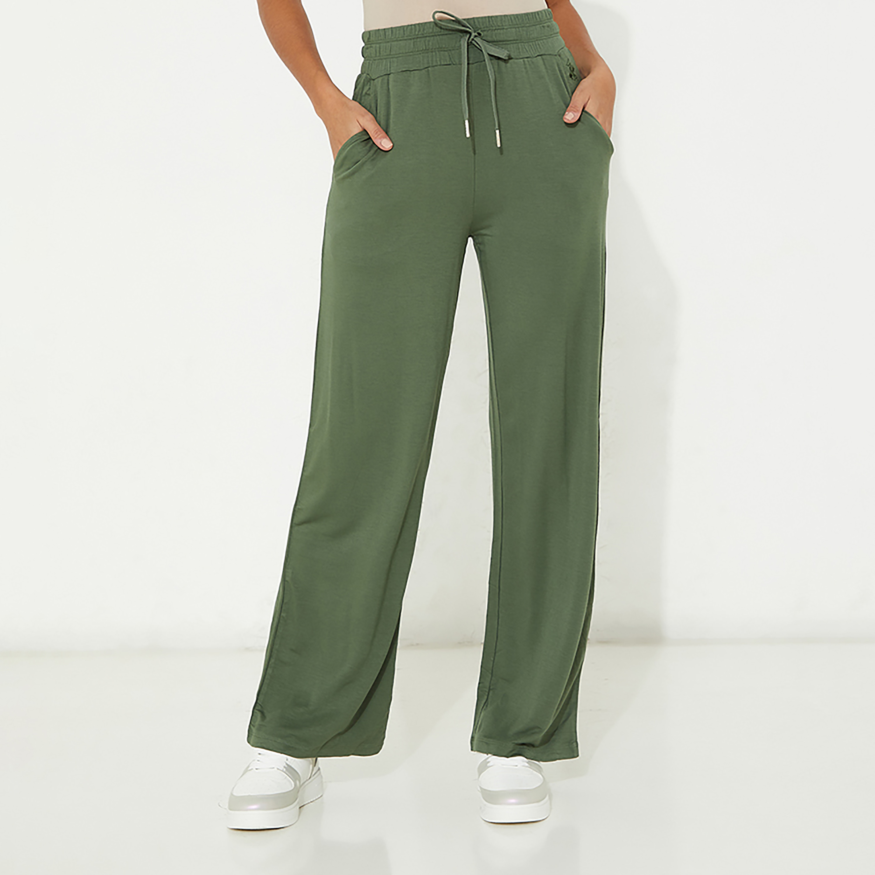 Beverly Hills Polo Club Plain Mid-Rise Palazzos-women-clothing-bottoms-joggers-image-1