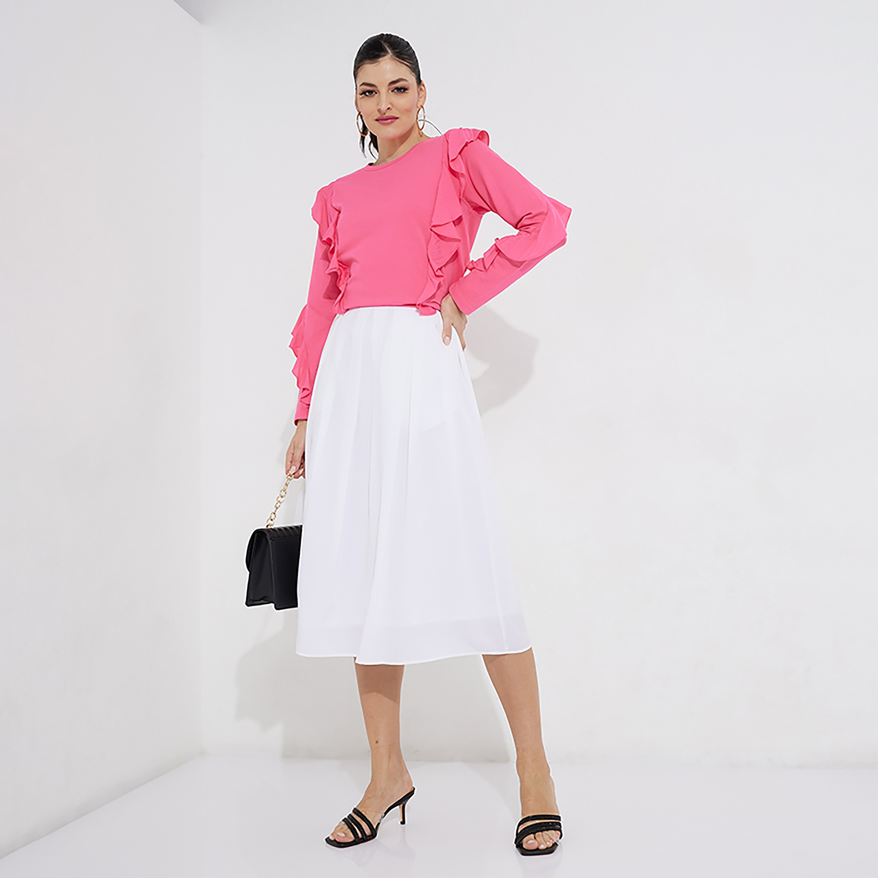 بيفرلي هيلز بولو كلوب كشكش جولة الرقبة الأكمام الطويلة المرأة الأعلى-women-clothing-shirtsandblouses-blouses-image-6