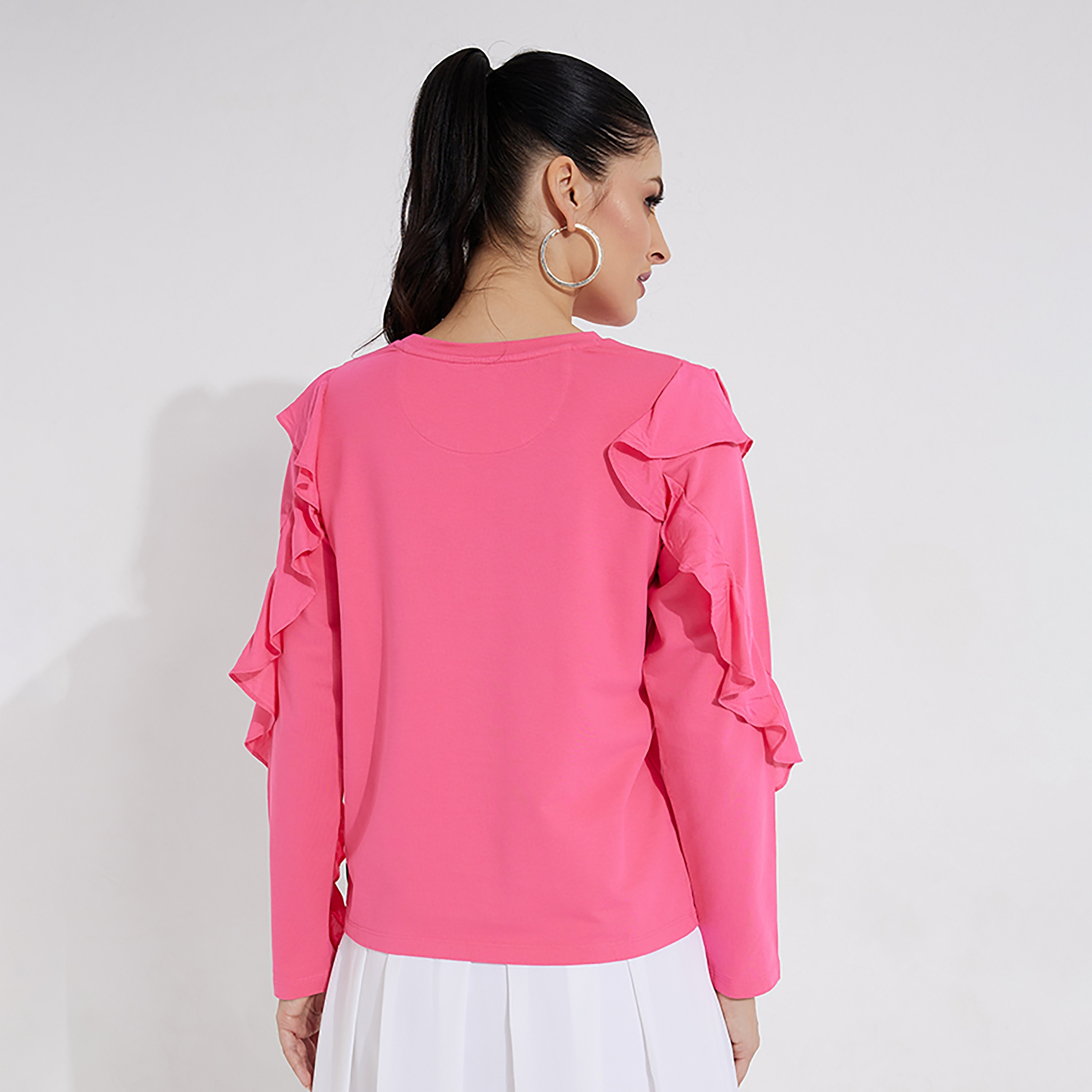 Beverly Hills Polo Club Ruffle Round Neck Long Sleeves Women's Top-women-clothing-shirtsandblouses-blouses-image-4