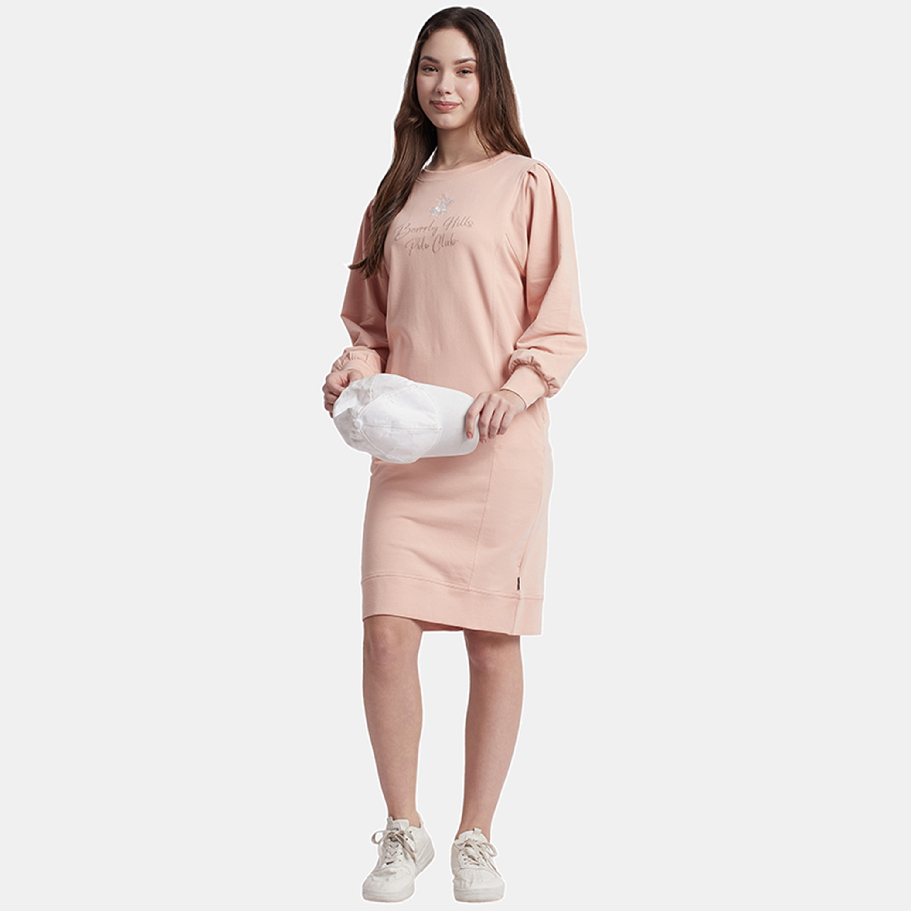 فستان قميص بطول الركبة ذو مطرز بشعار مع رقبة دائرية من بيفرلي هيلز بولو كلوب-women-clothing-dresses-image-5