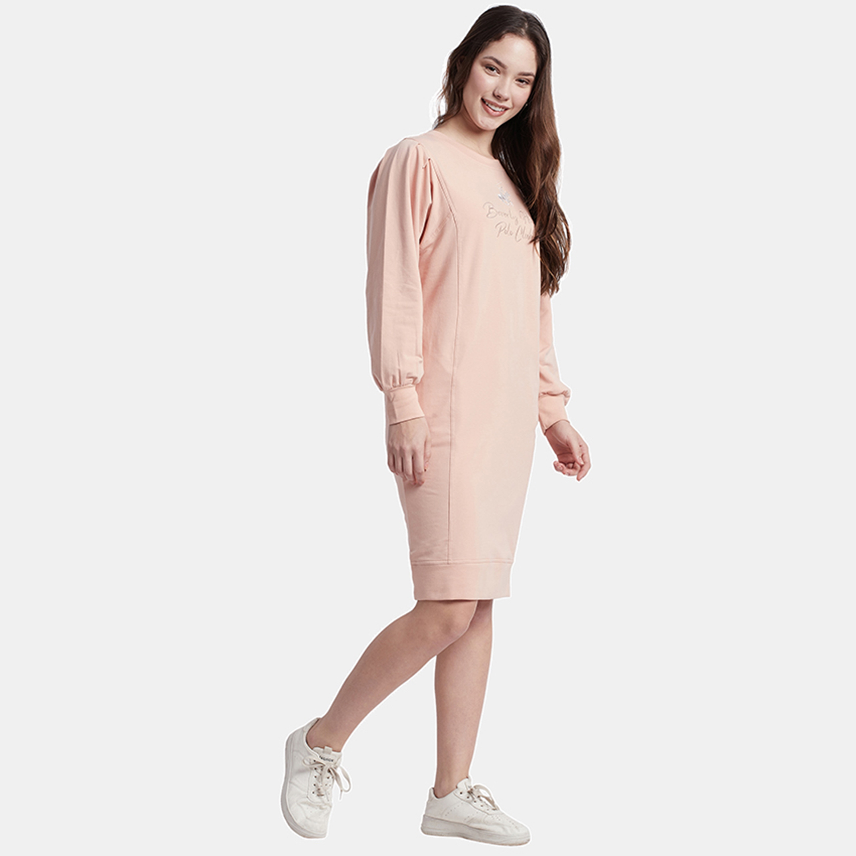فستان قميص بطول الركبة ذو مطرز بشعار مع رقبة دائرية من بيفرلي هيلز بولو كلوب-women-clothing-dresses-image-8