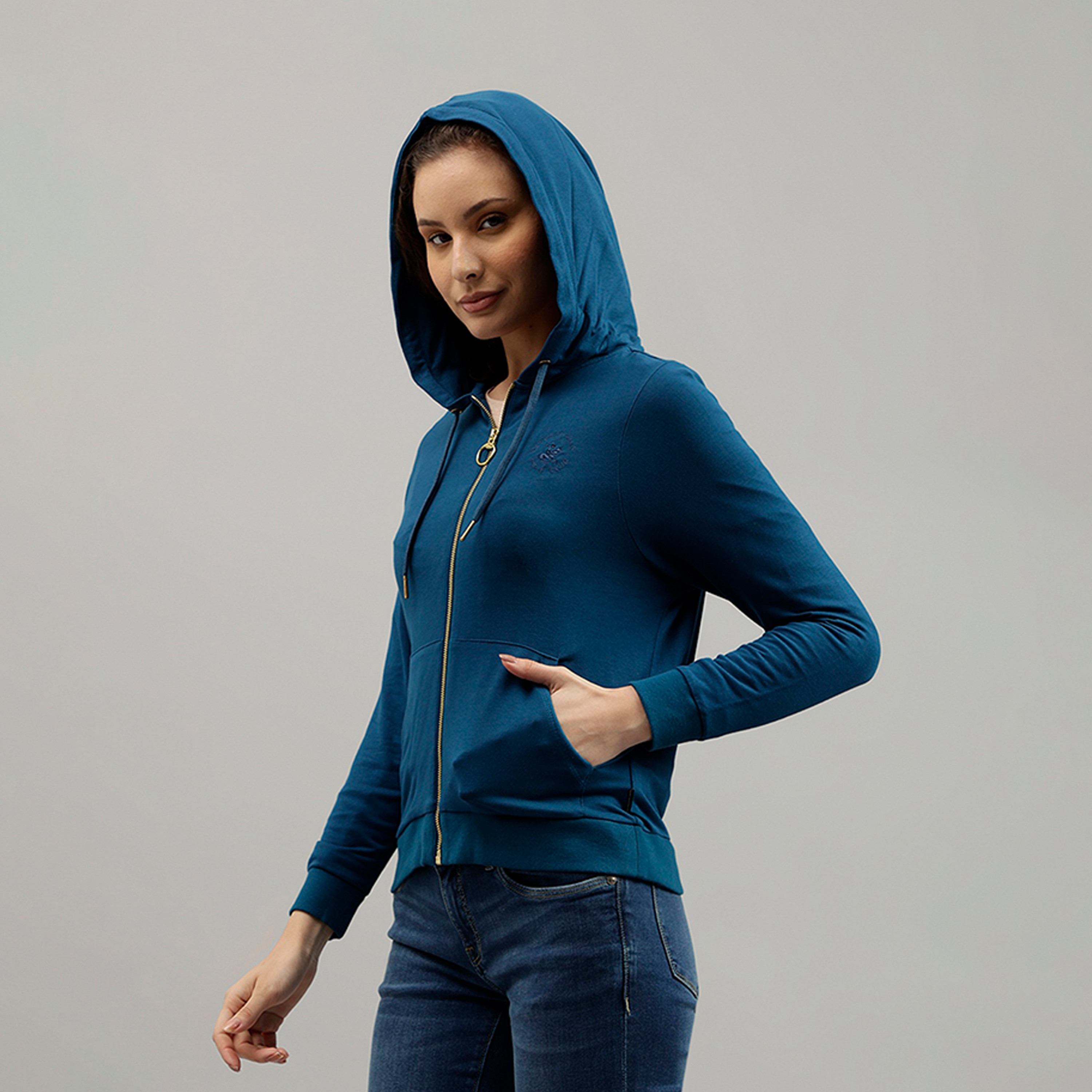 Beverly Hills Polo Club Women's Zip-Through Hoodie-women-clothing-hoodiesandsweatshirts-hoodies-image-2