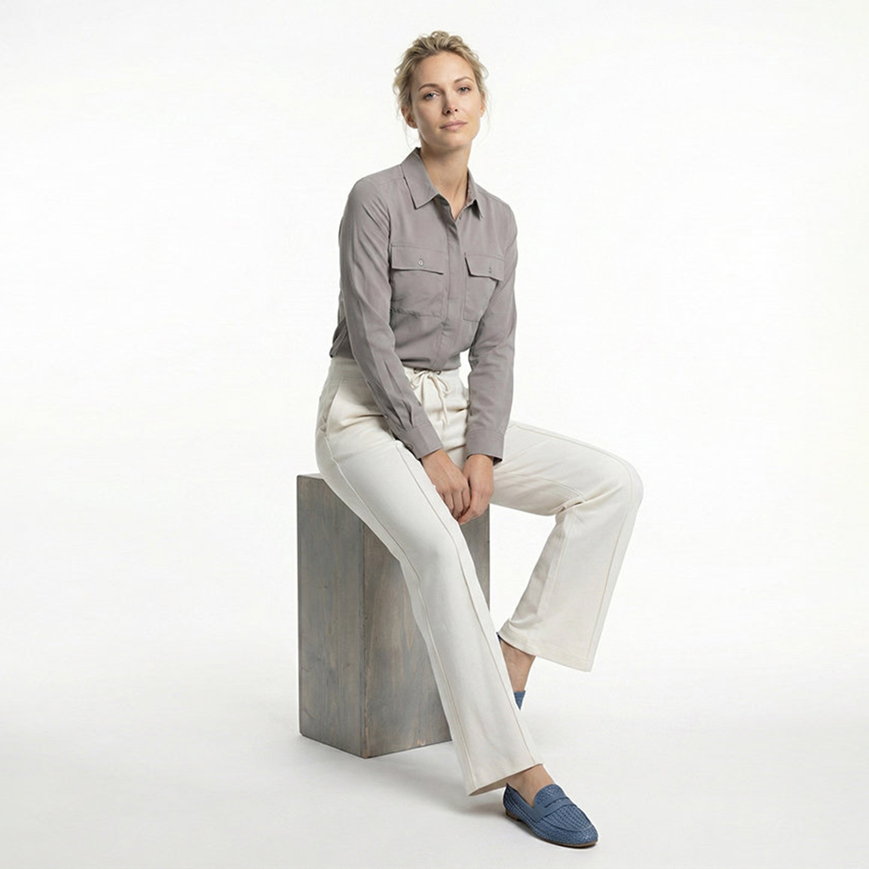 Beverly Hills Polo Club Plain High-Rise Drawstring Waist Women's Trousers-women-clothing-trousers-image-2