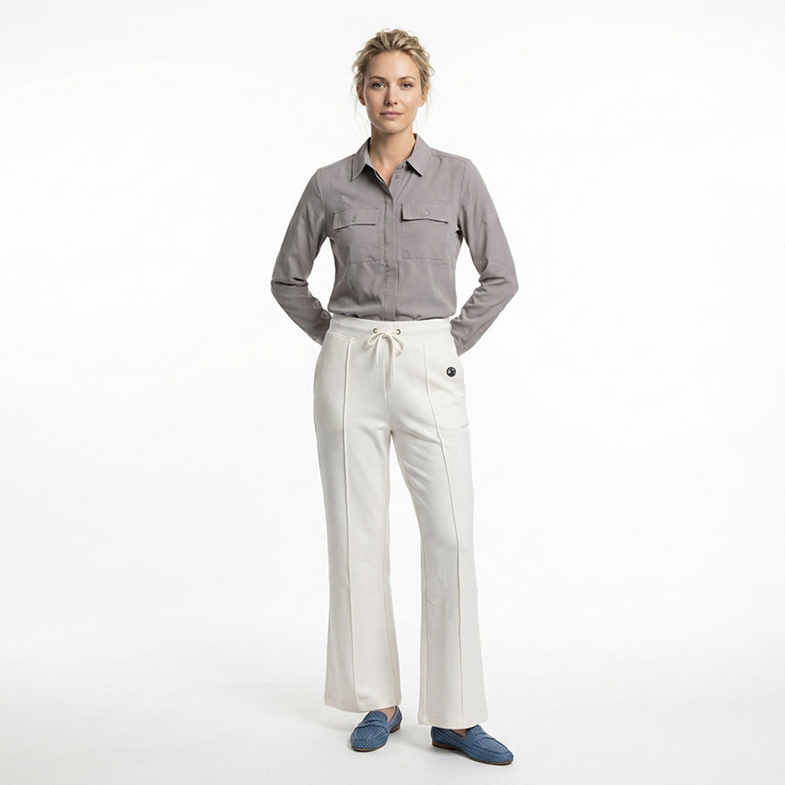 Beverly Hills Polo Club Plain High-Rise Drawstring Waist Women's Trousers-women-clothing-trousers-image-3