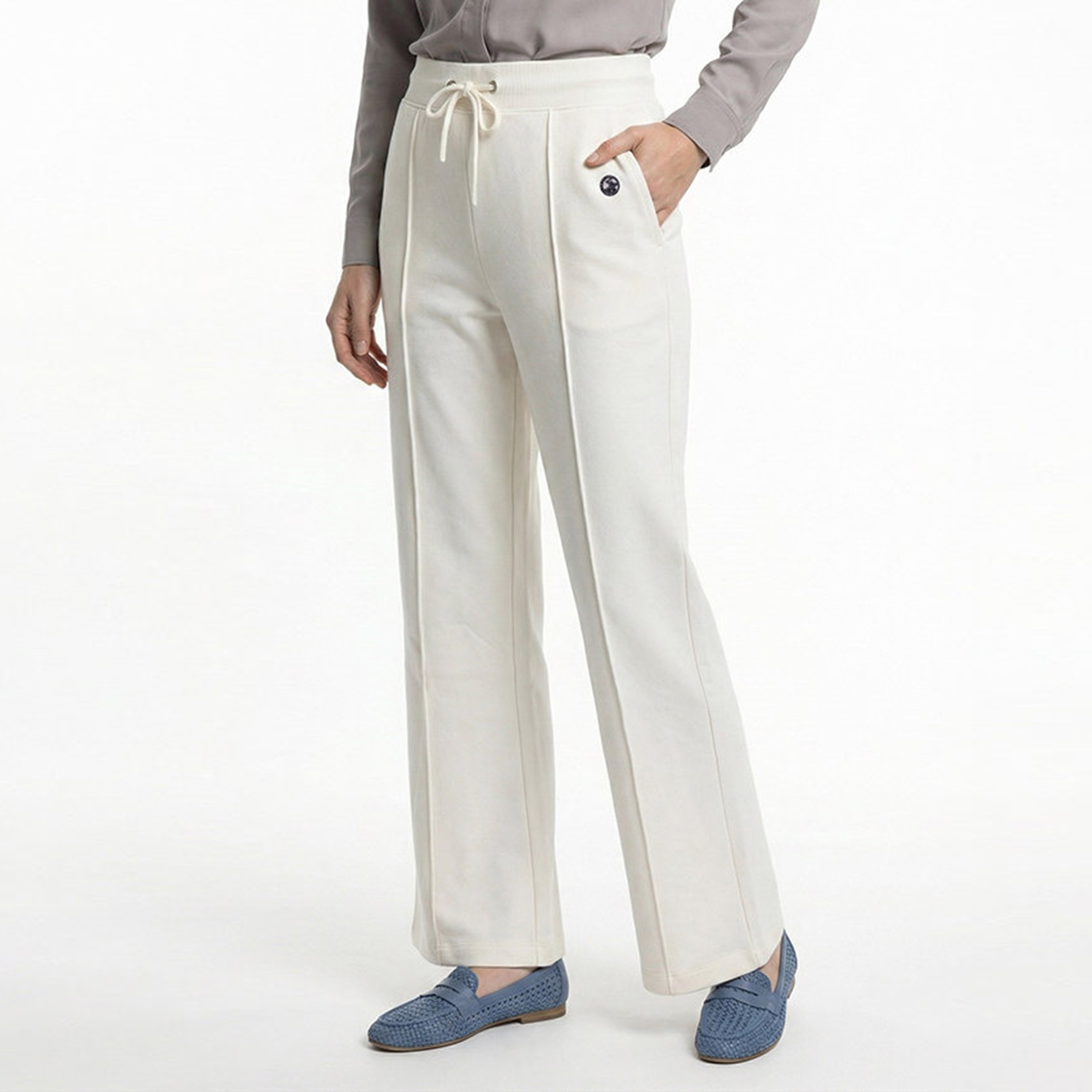 Beverly Hills Polo Club Plain High-Rise Drawstring Waist Women's Trousers-women-clothing-trousers-image-4