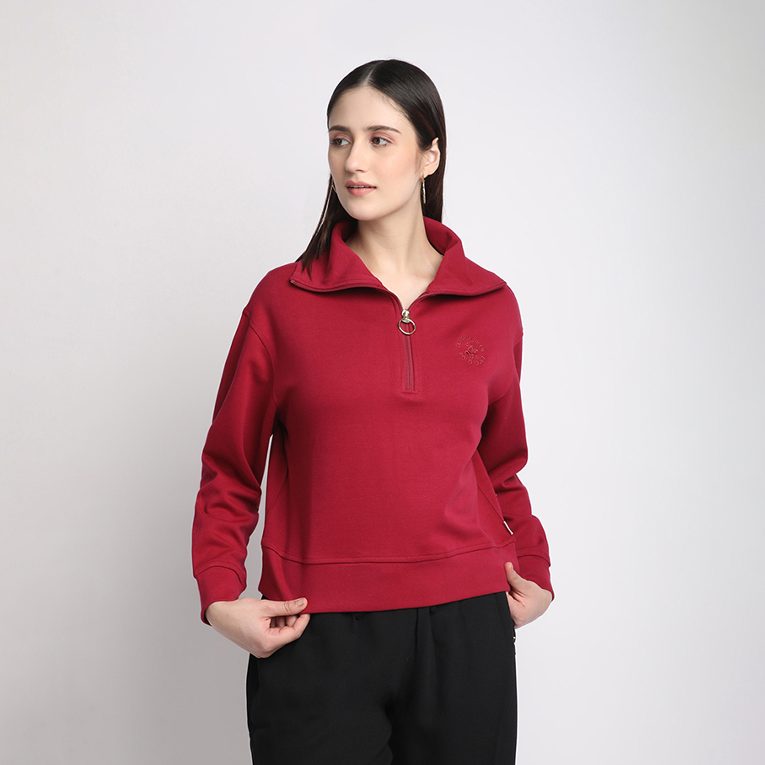 بيفرلي هيلز بولو كلوب سويت شيرت نسائي مع إغلاق نصف سحاب-women-clothing-hoodiesandsweatshirts-sweatshirts-image-1
