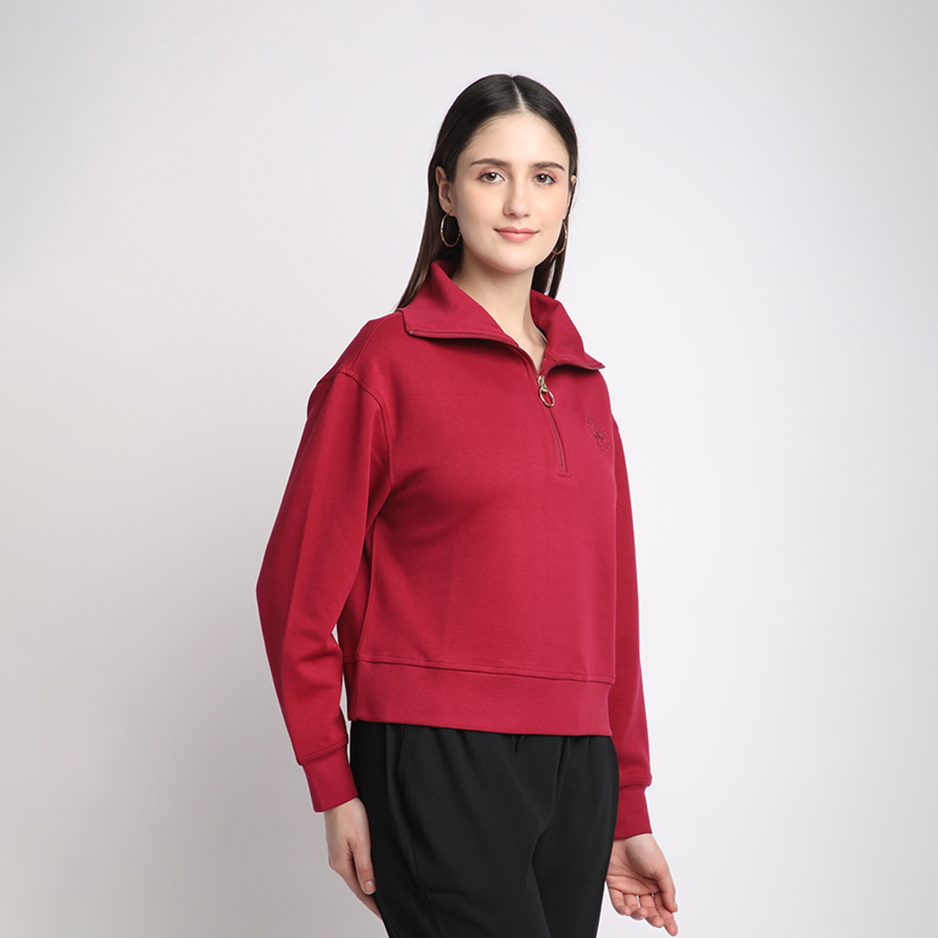 Beverly Hills Polo Club Women's Sweatshirt with Half Zip Closure-women-clothing-hoodiesandsweatshirts-sweatshirts-image-3