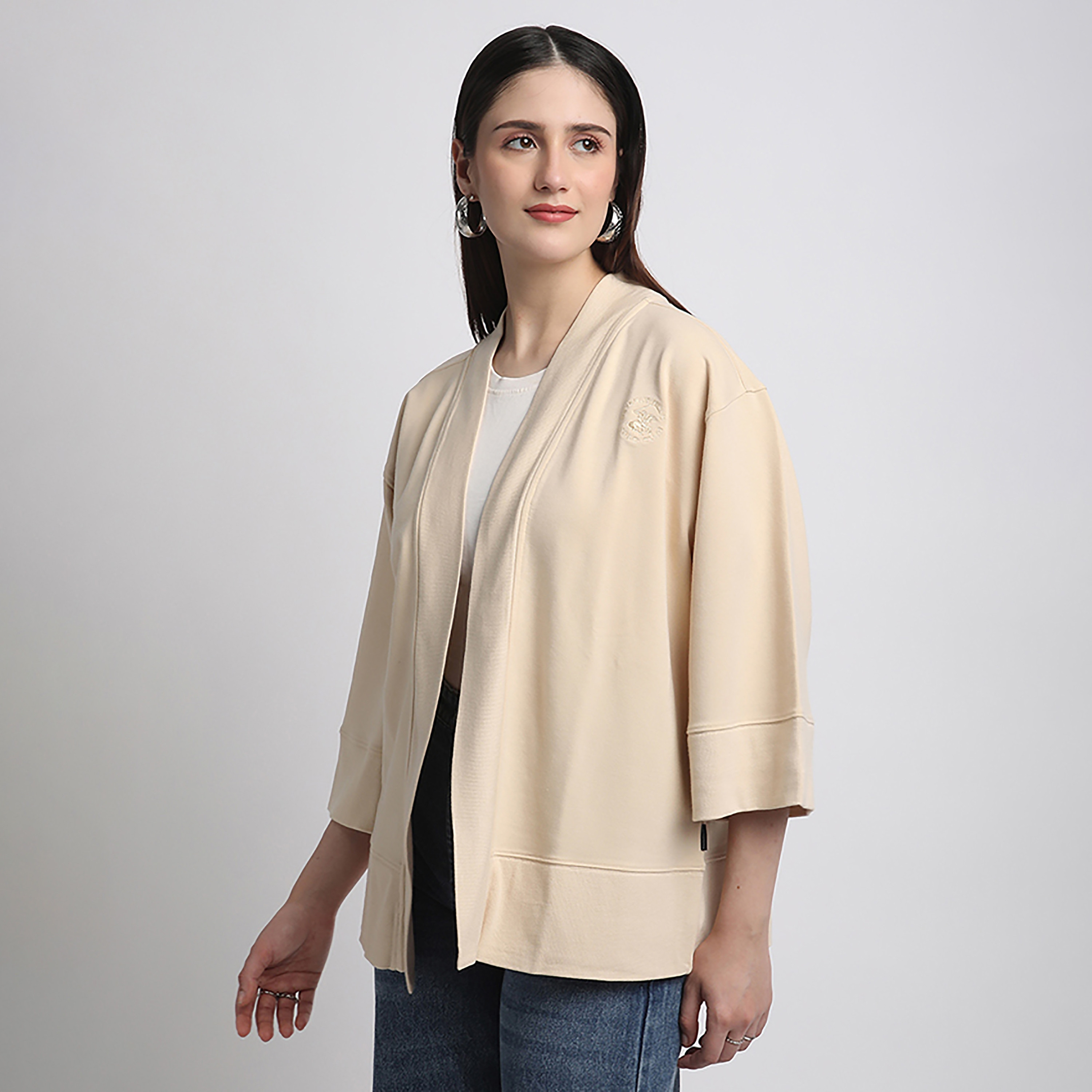 Beverly Hills Polo Club Plain Shawl Lapel Three Quarter Women's Cardigan-women-winterwear-cardigansandjumpers-cardigans-image-4