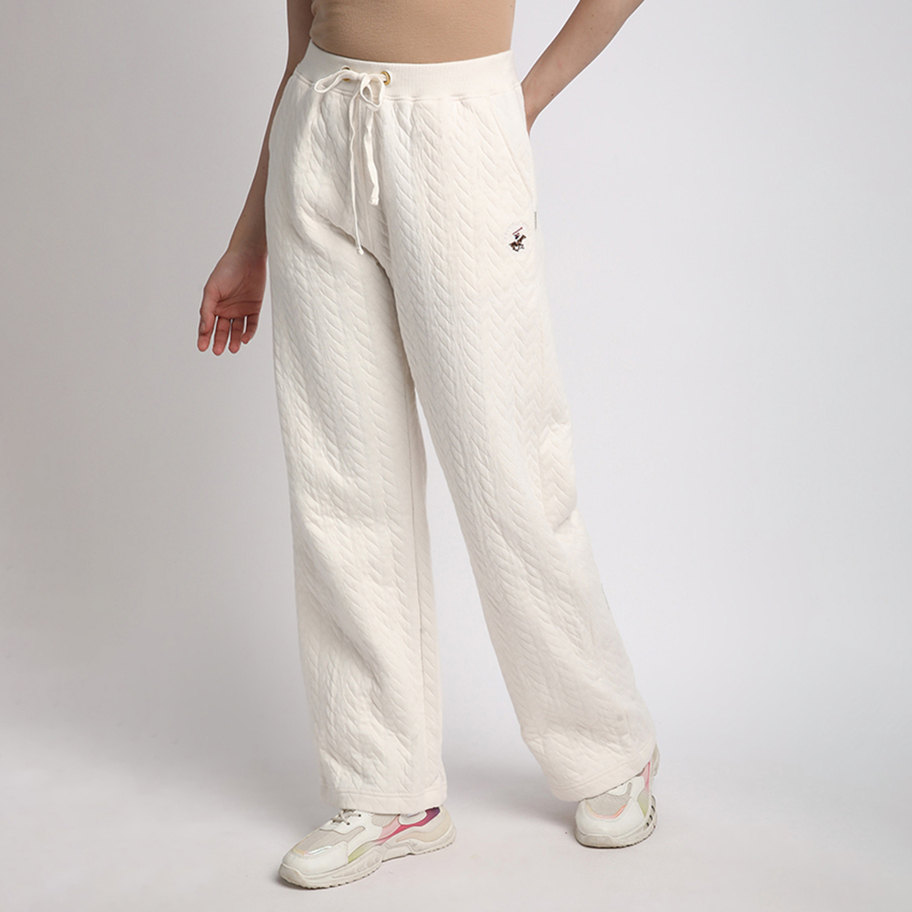 Beverly Hills Polo Club Textured High-Rise Drawstring Closure Women's Track Pants-women-clothing-bottoms-joggers-image-2