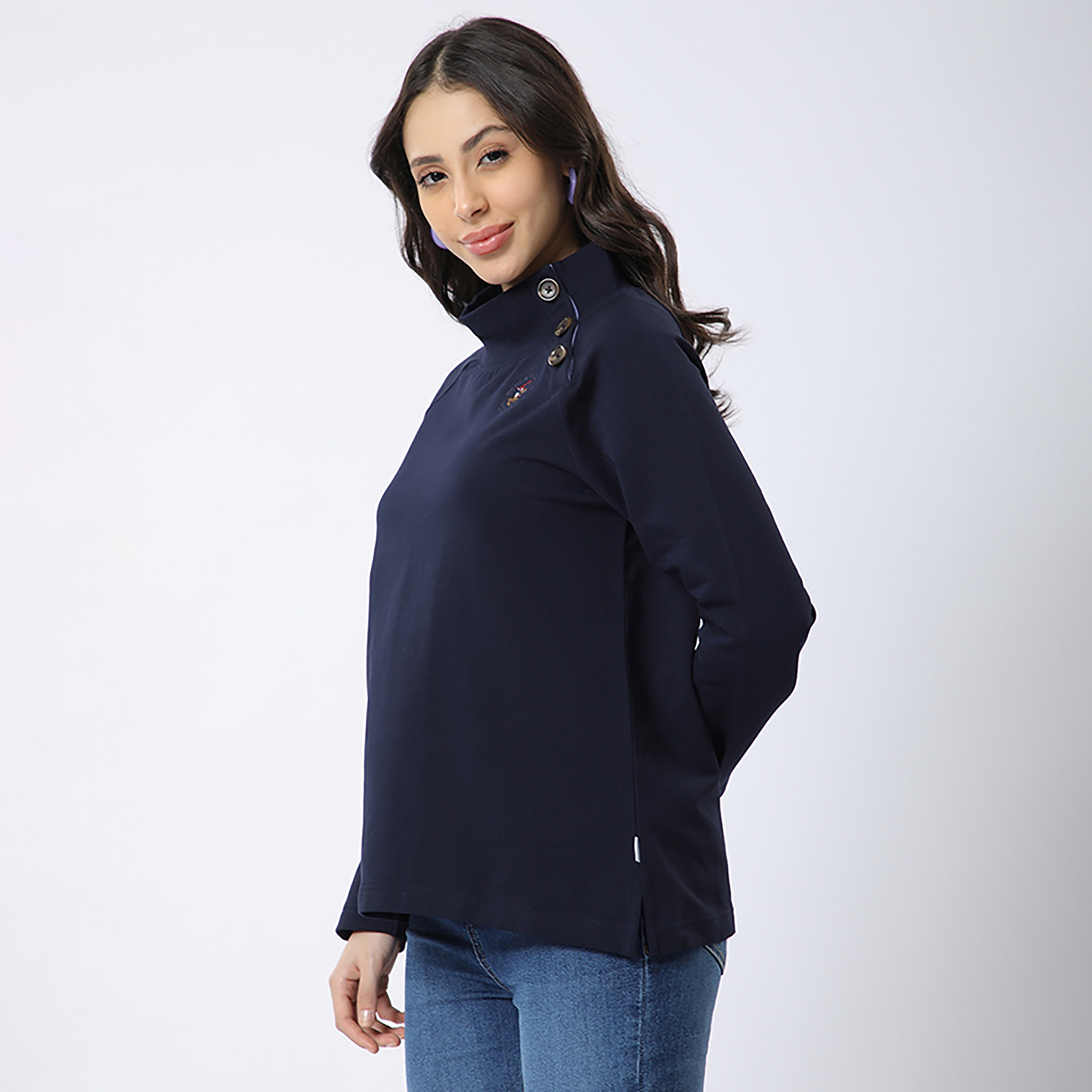 Beverly Hills Polo Club Plain High Neck Long Sleeves Women's Sweatshirt-women-clothing-hoodiesandsweatshirts-sweatshirts-image-2