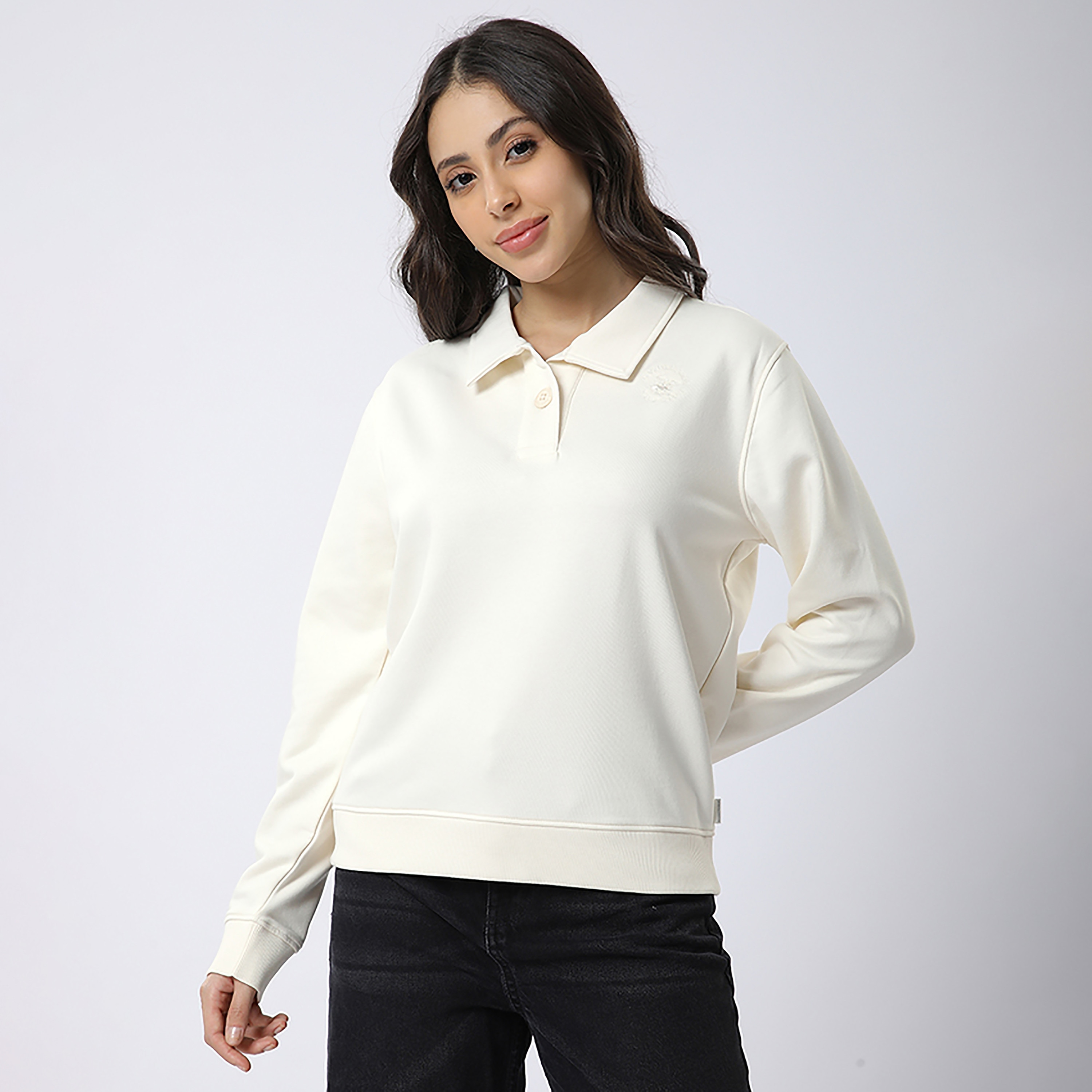 Beverly Hills Polo Club Plain Collared Long Sleeves Women's Sweatshirt-women-winterwear-hoodiesandsweatshirts-sweatshirts-image-1