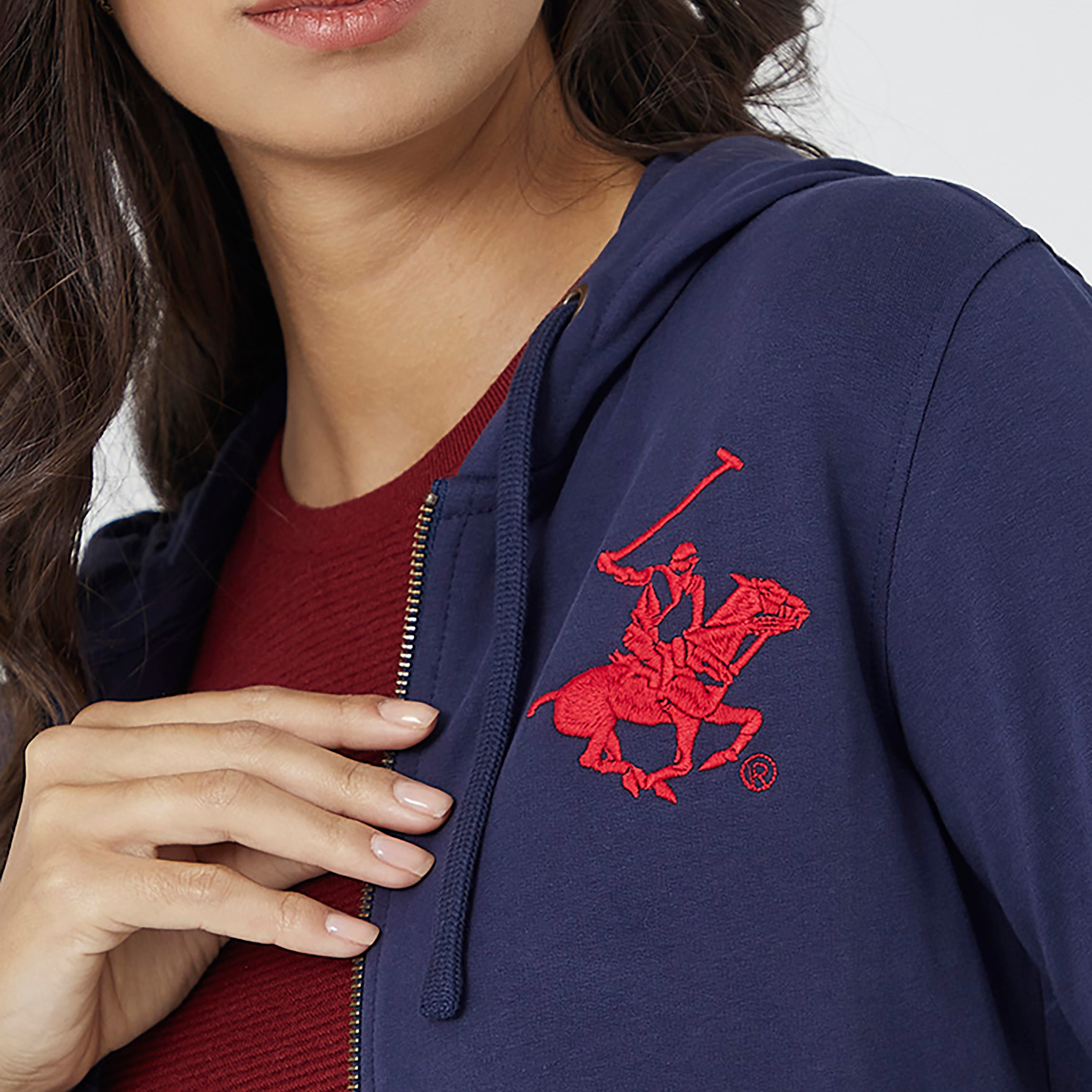 هودي بسحاب من بيفرلي هيلز بولو كلوب بشعار مع جيب منفصل بأكمام طويلة-women-clothing-hoodiesandsweatshirts-hoodies-image-14