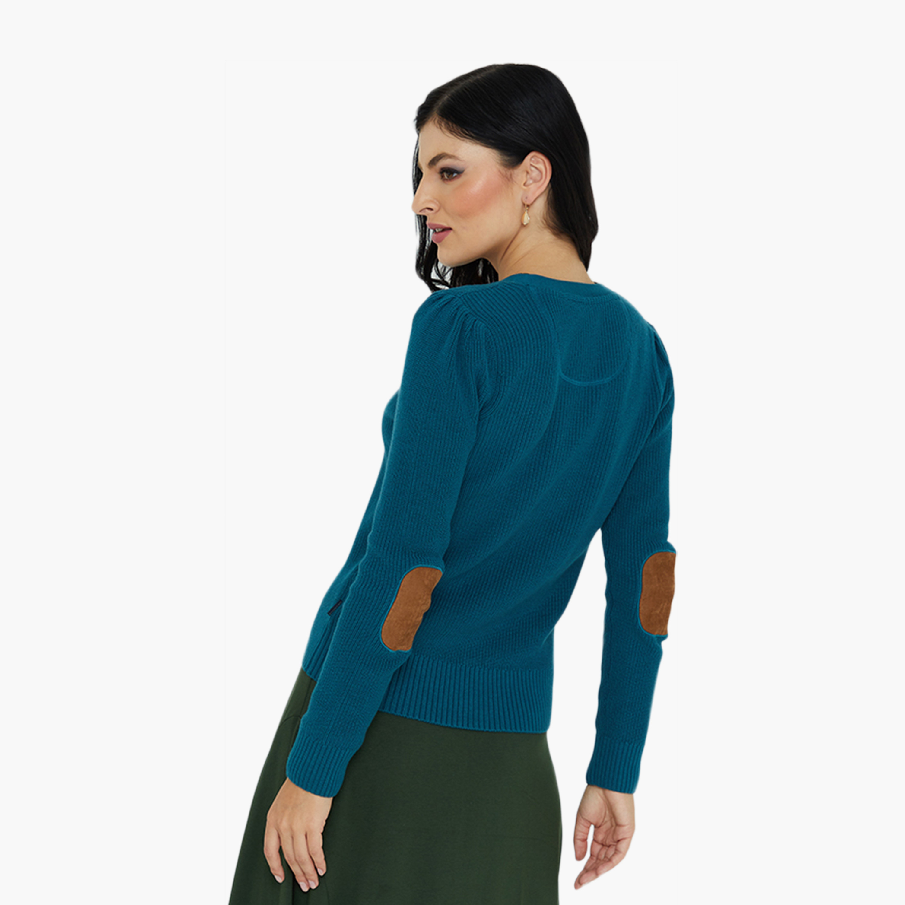 كارديجان نسائي مضلع بياقة على شكل حرف V وأكمام طويلة من بيفرلي هيلز بولو كلوب.-women-winterwear-cardigansandjumpers-cardigans-image-4