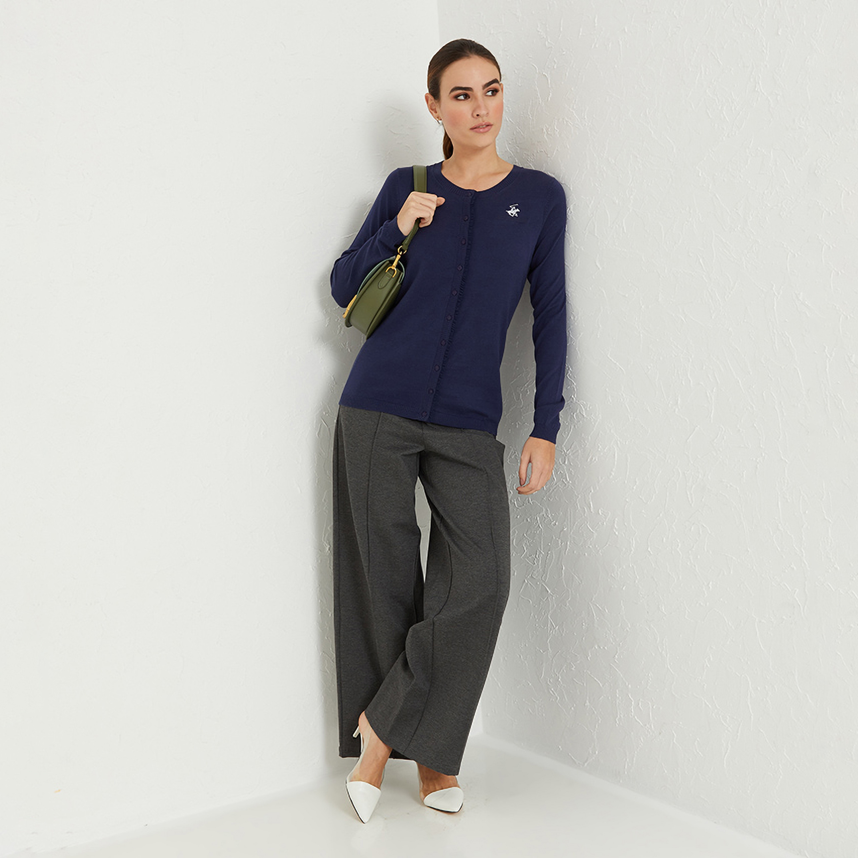 Beverly Hills Polo Club Plain Round Neck Long Sleeves Women's Cardigan-women-winterwear-cardigansandjumpers-cardigans-image-4