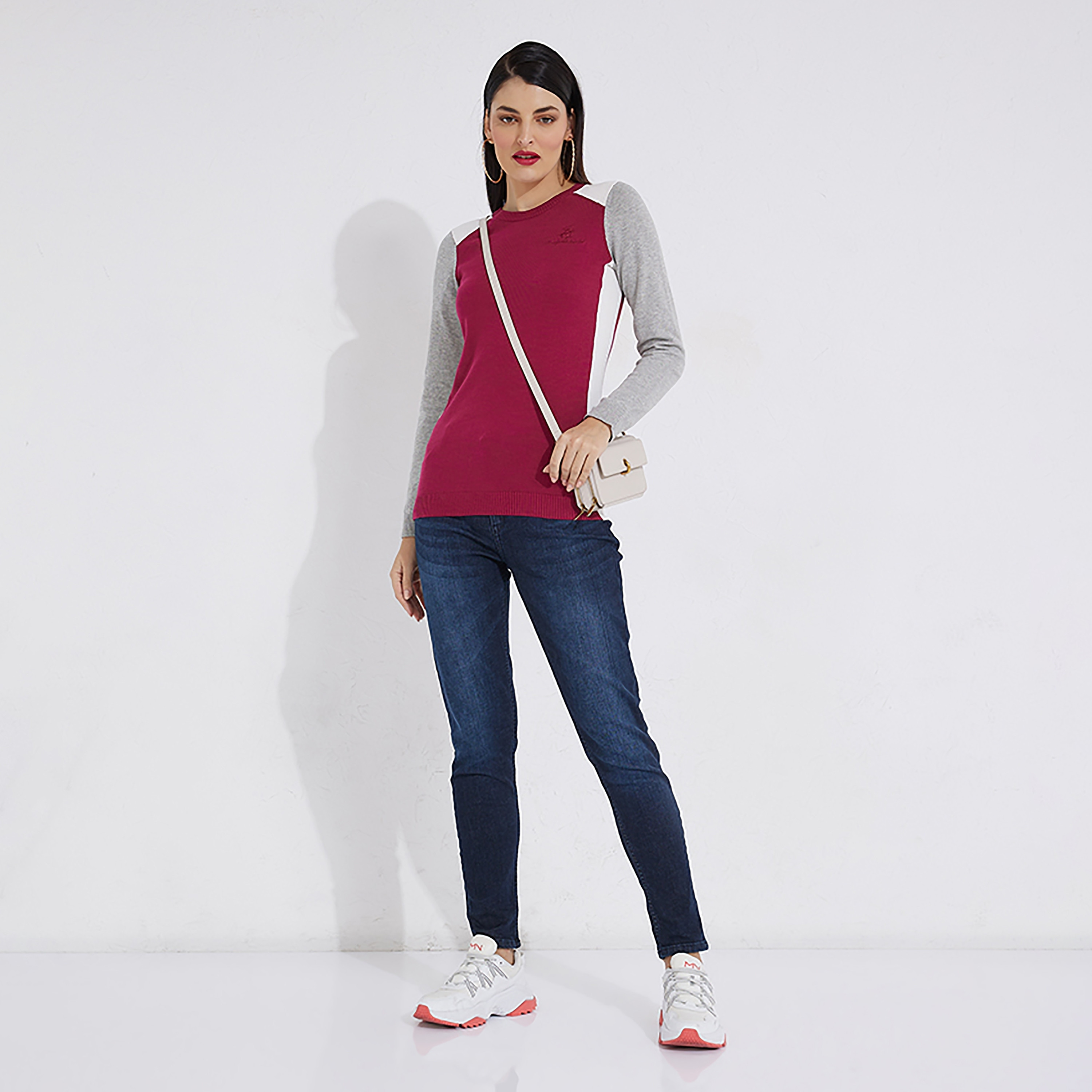 Beverly Hills Polo Club Color Block Crew Neck Long Sleeves Women's Pullover-women-winterwear-cardigansandjumpers-jumpers-image-2