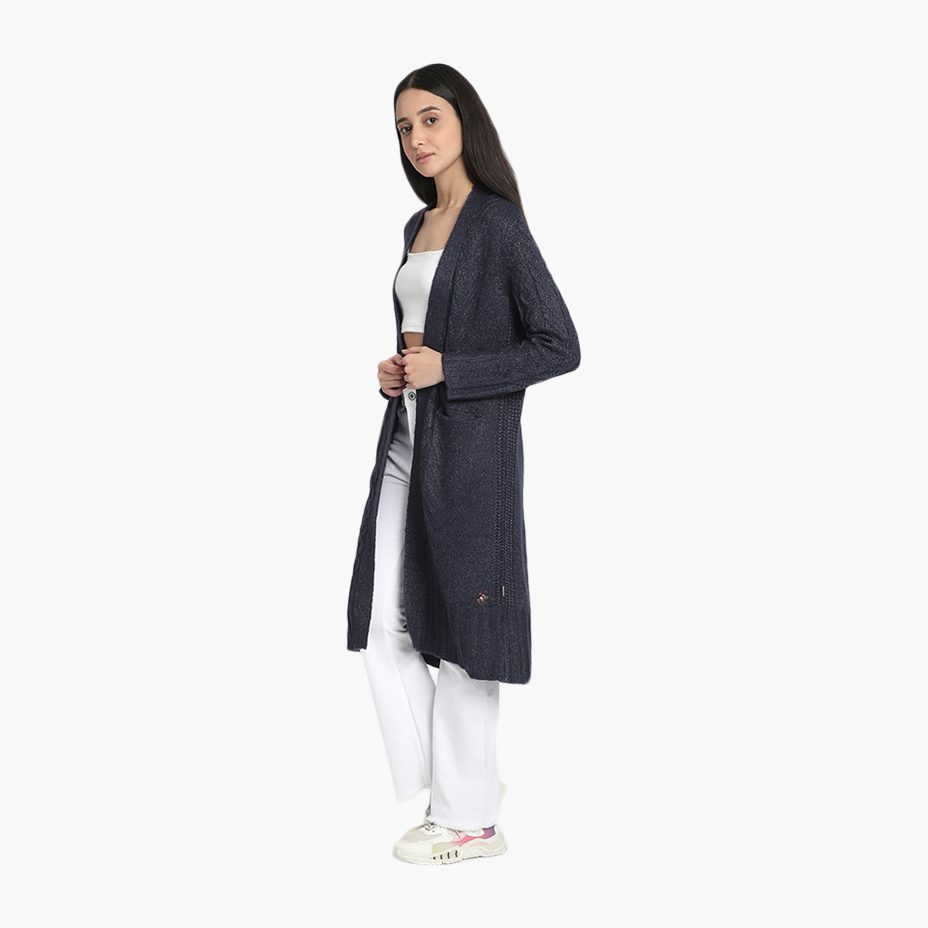 Beverly Hills Polo Club Cable Knit Open-Front Long Sleeves Women's Cardigan-women-winterwear-cardigansandjumpers-cardigans-image-2