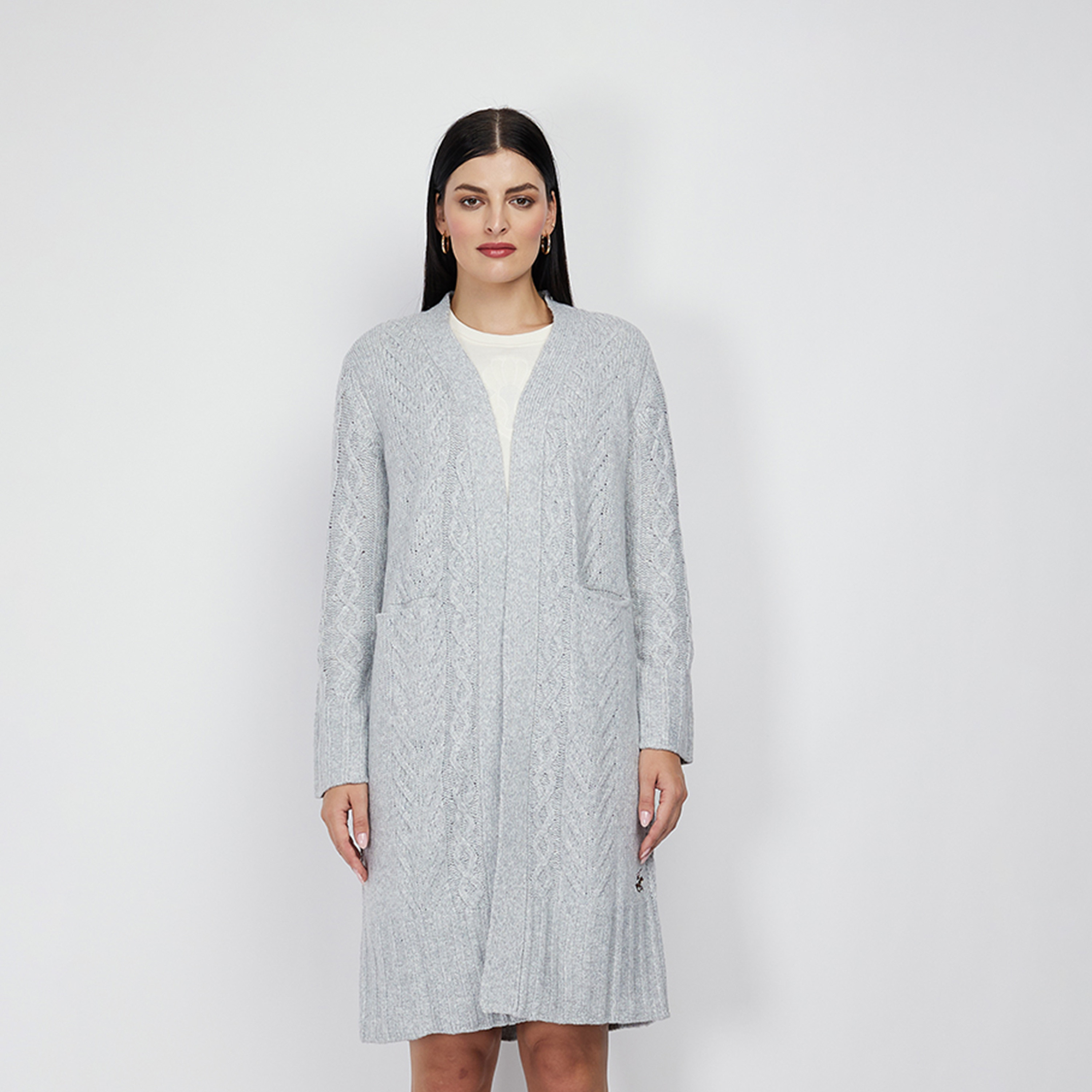 Beverly Hills Polo Club Textured V-neck Long Sleeve Shrug-women-winterwear-cardigansandjumpers-cardigans-image-1
