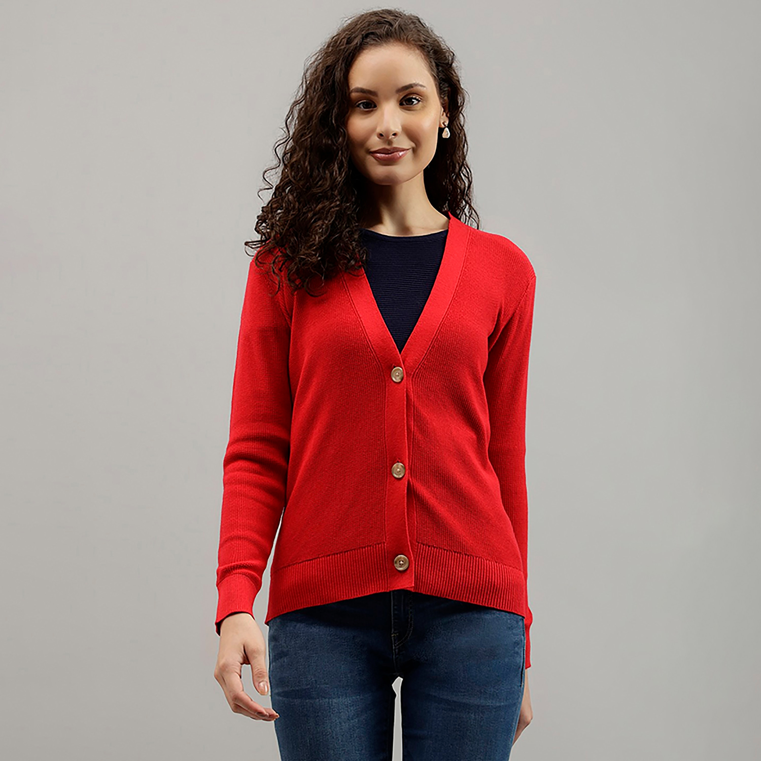 Beverly Hills Polo Club Plain V-Neck Long Sleeves Women's Cardigan-women-winterwear-cardigansandjumpers-cardigans-image-5
