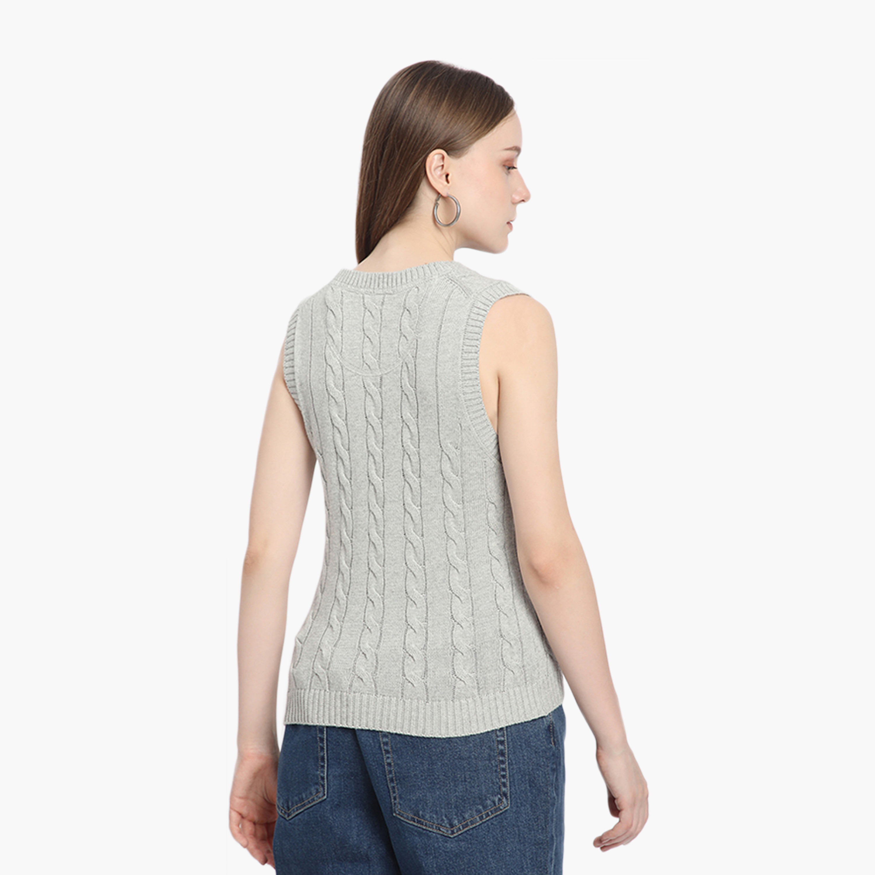 Beverly Hills Polo Club Cable Knit V-Neck Sleeveless Women's Sweater-women-winterwear-cardigansandjumpers-jumpers-image-4