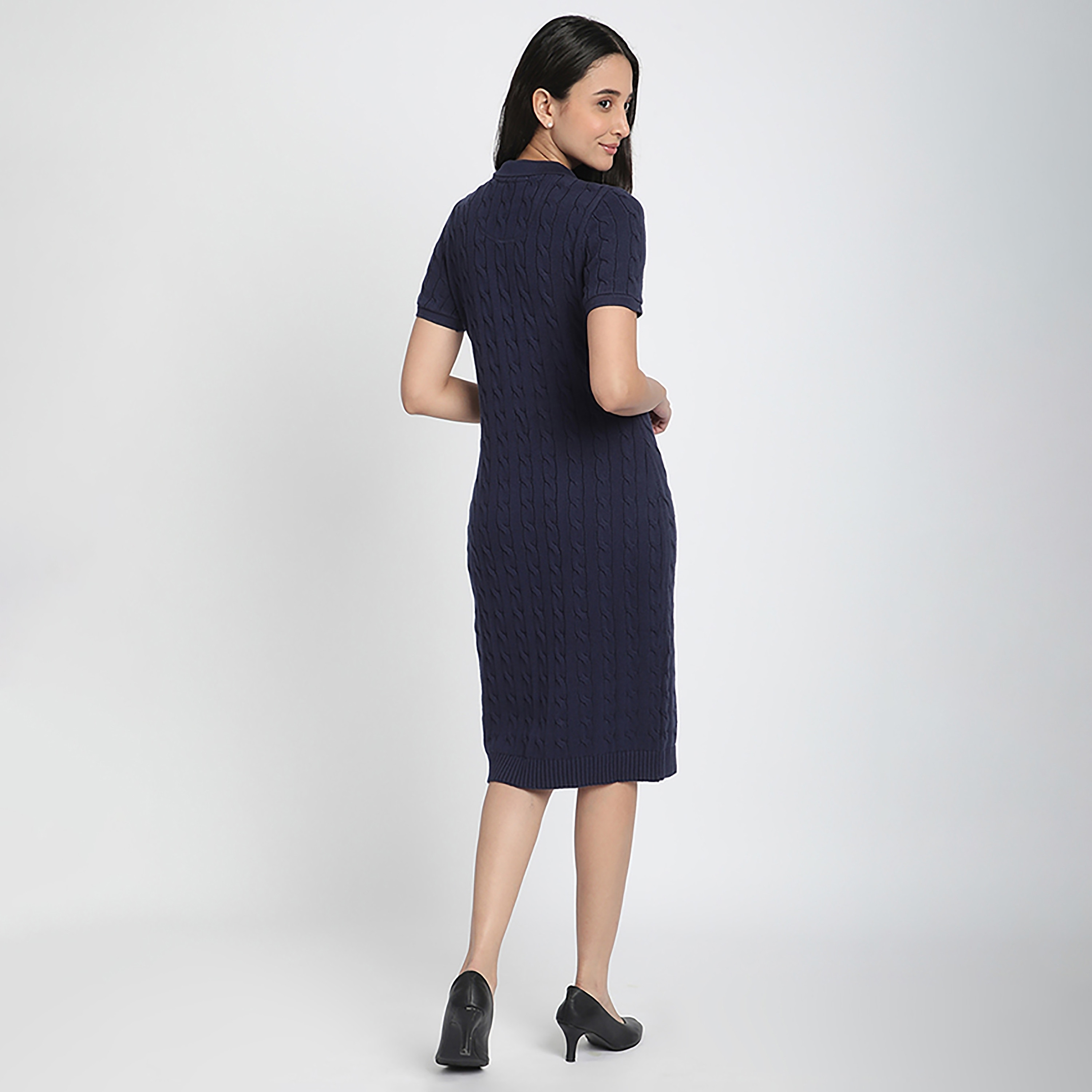 فستان نسائي متوسط الطول محبوك باللون الأزرق الداكن من بيفرلي هيلز بولو كلوب-women-clothing-dresses-image-4