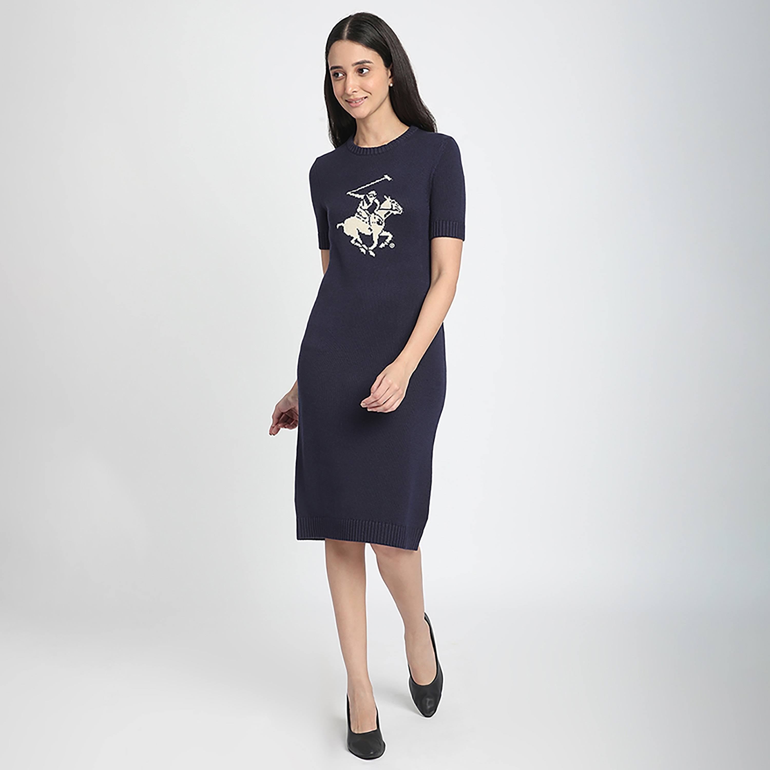 فستان نسائي متوسط الطول بطبعة شعار من بيفرلي هيلز بولو كلوب-women-clothing-dresses-image-1