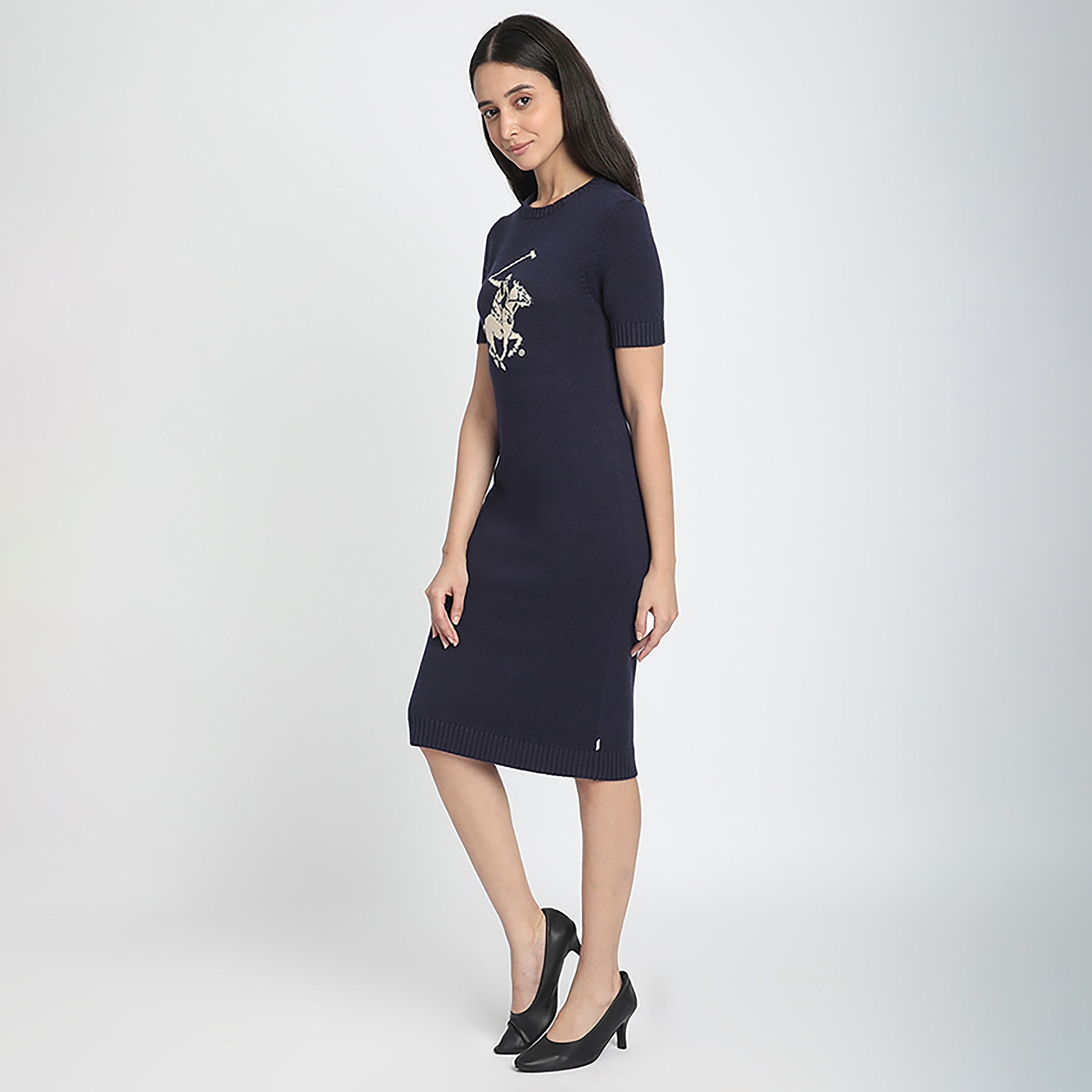 فستان نسائي متوسط الطول بطبعة شعار من بيفرلي هيلز بولو كلوب-women-clothing-dresses-image-2