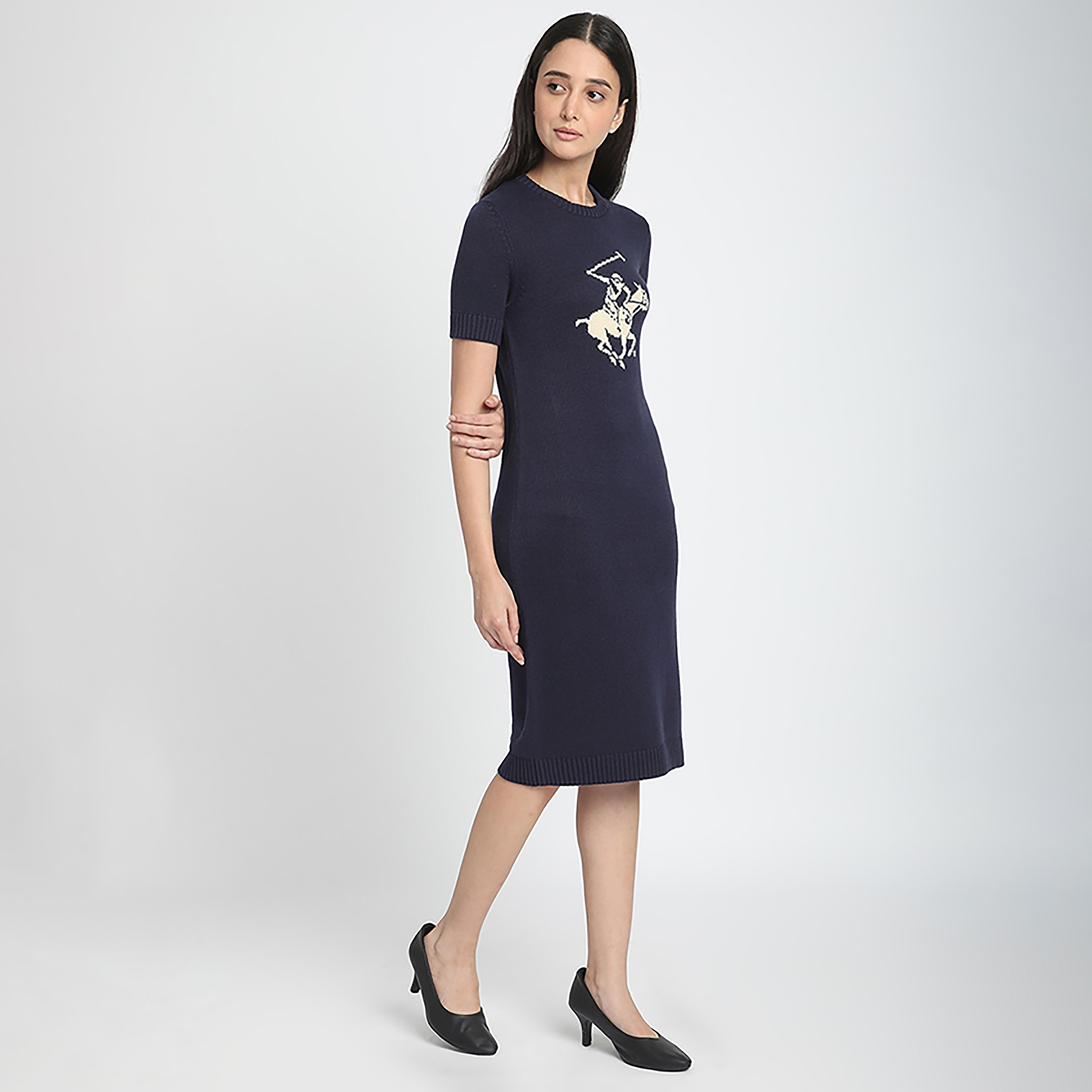 فستان نسائي متوسط الطول بطبعة شعار من بيفرلي هيلز بولو كلوب-women-clothing-dresses-image-3
