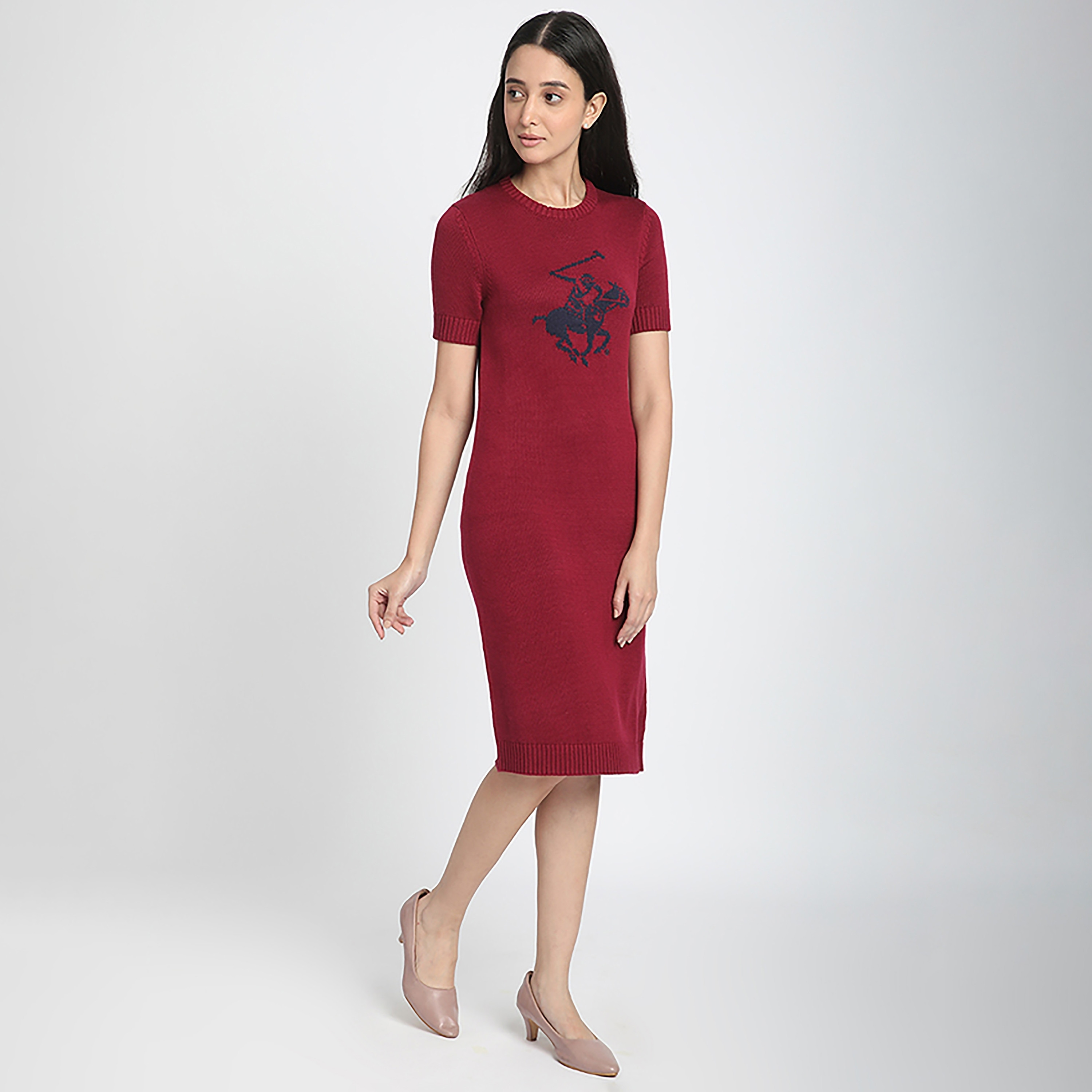 فستان نسائي متوسط الطول بطبعة شعار من بيفرلي هيلز بولو كلوب-women-clothing-dresses-image-7