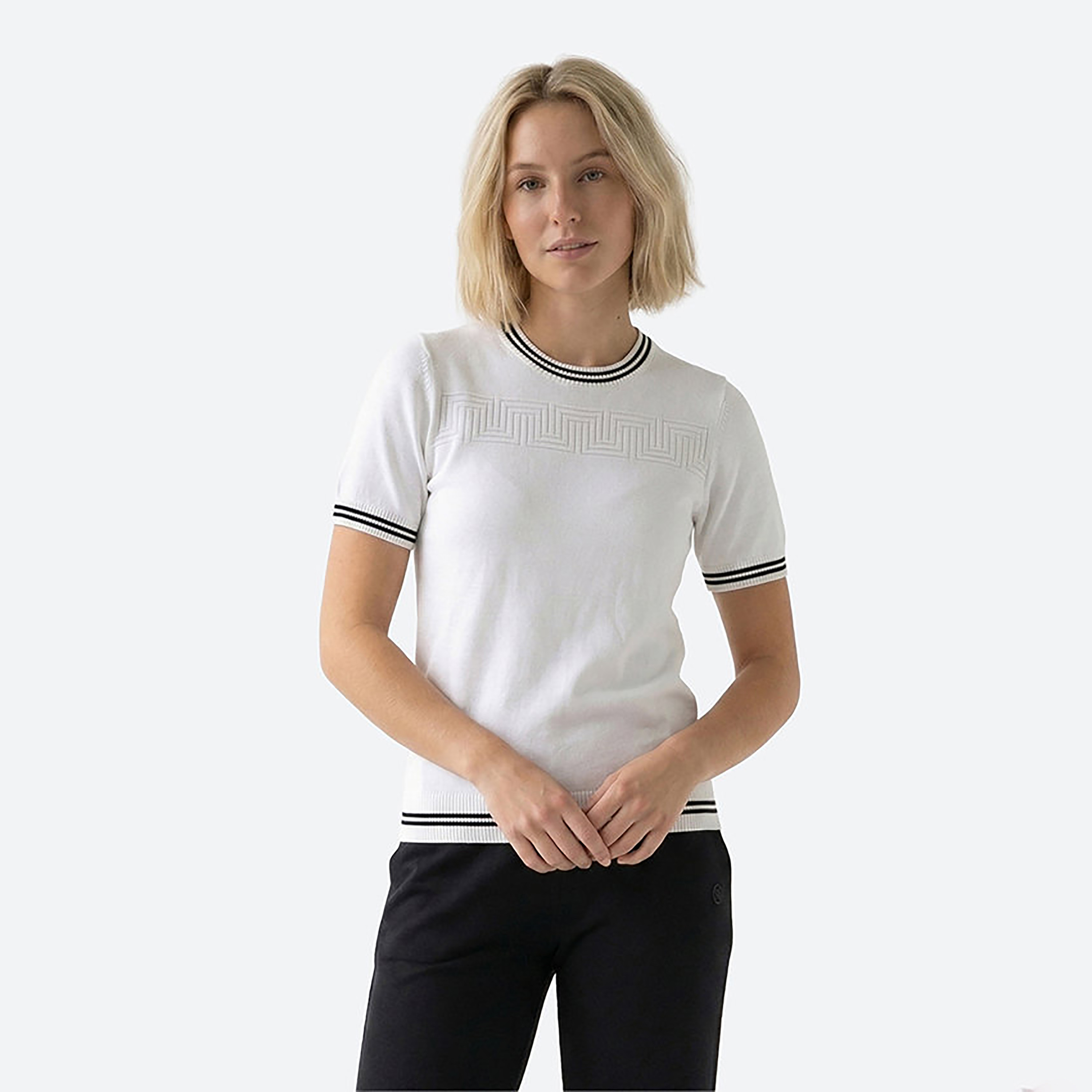 Beverly Hills Polo Club Textured Crew Neck Short Sleeves Women's T-Shirt-women-clothing-tshirts-image-1