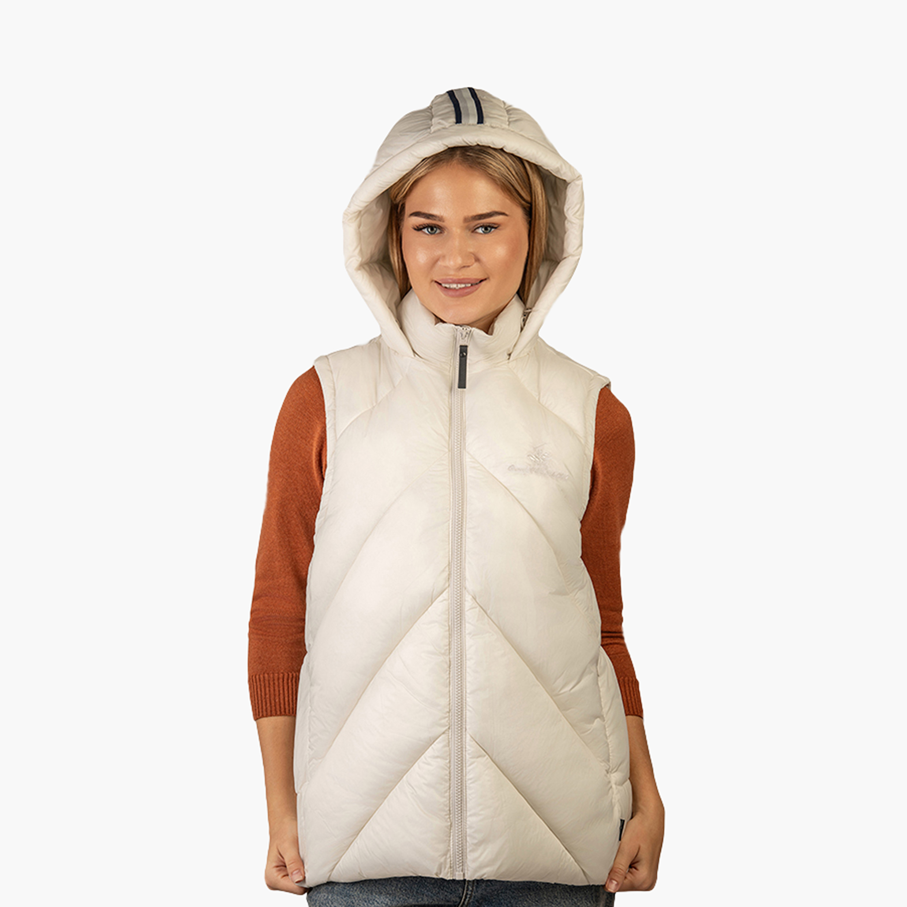 Beverly Hills Polo Club Plain Hooded Neck Sleeveless Women's Puffer Gilet-women-clothing-coatsandjackets-jackets-image-1
