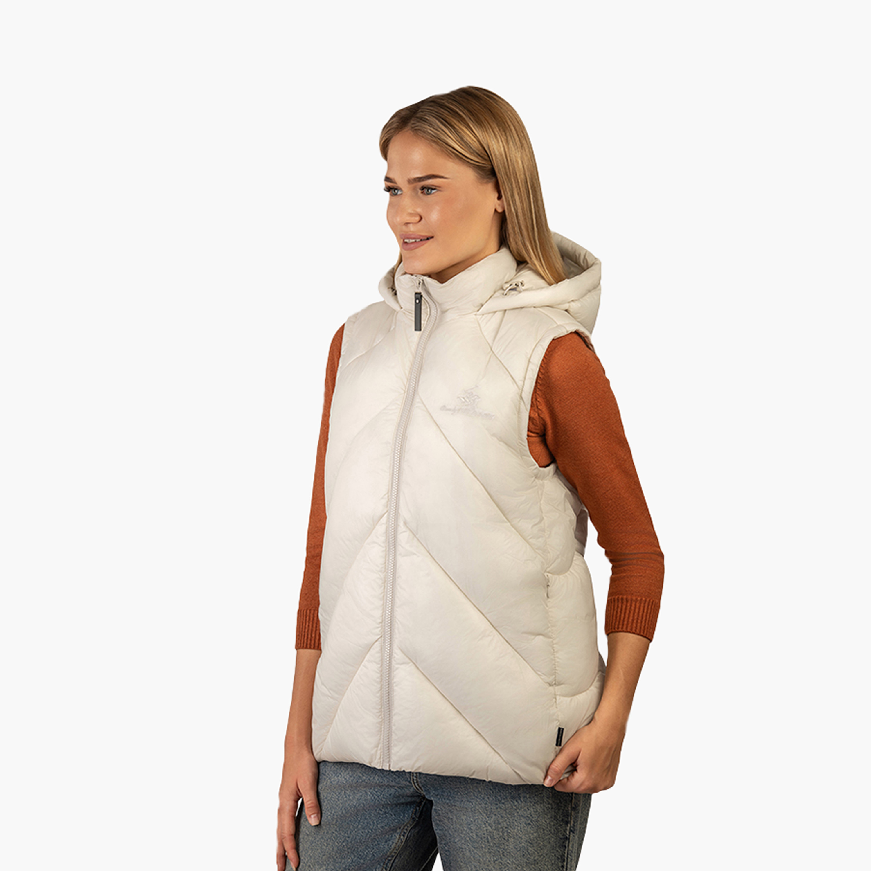 Beverly Hills Polo Club Plain Hooded Neck Sleeveless Women's Puffer Gilet-women-clothing-coatsandjackets-jackets-image-2