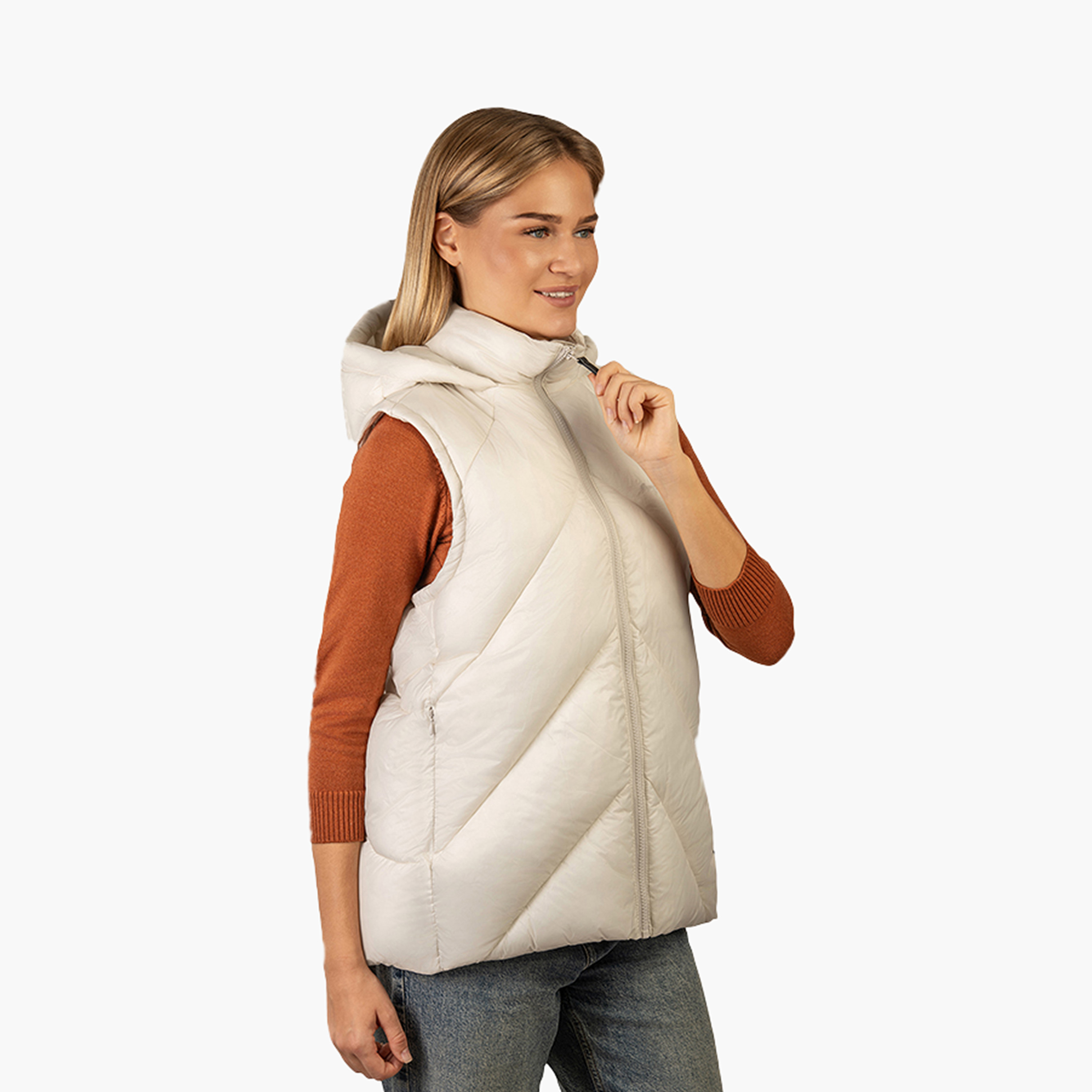 Beverly Hills Polo Club Plain Hooded Neck Sleeveless Women's Puffer Gilet-women-clothing-coatsandjackets-jackets-image-3