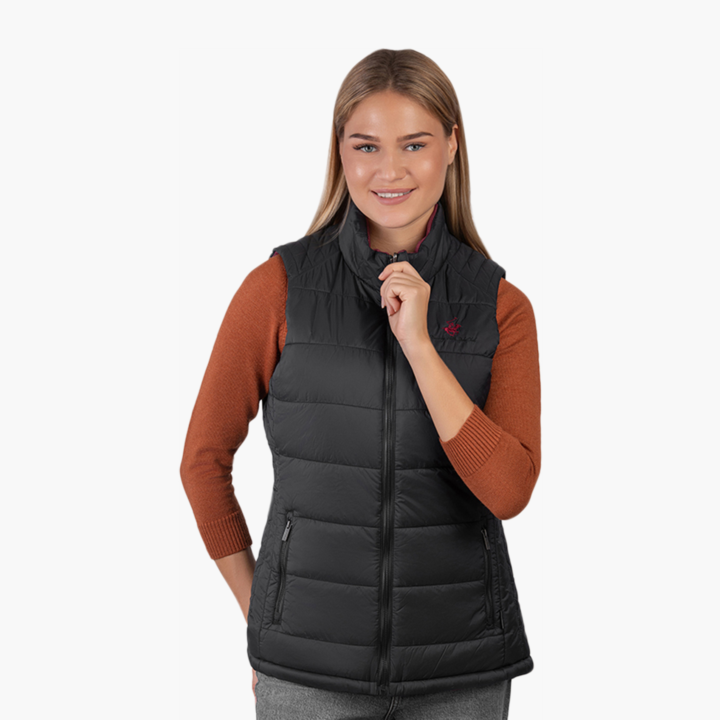 جاكيت جيليه نسائي سادة برقبة عالية وبدون أكمام بيفرلي هيلز بولو كلوب-women-winterwear-coatsandjackets-jackets-image-5