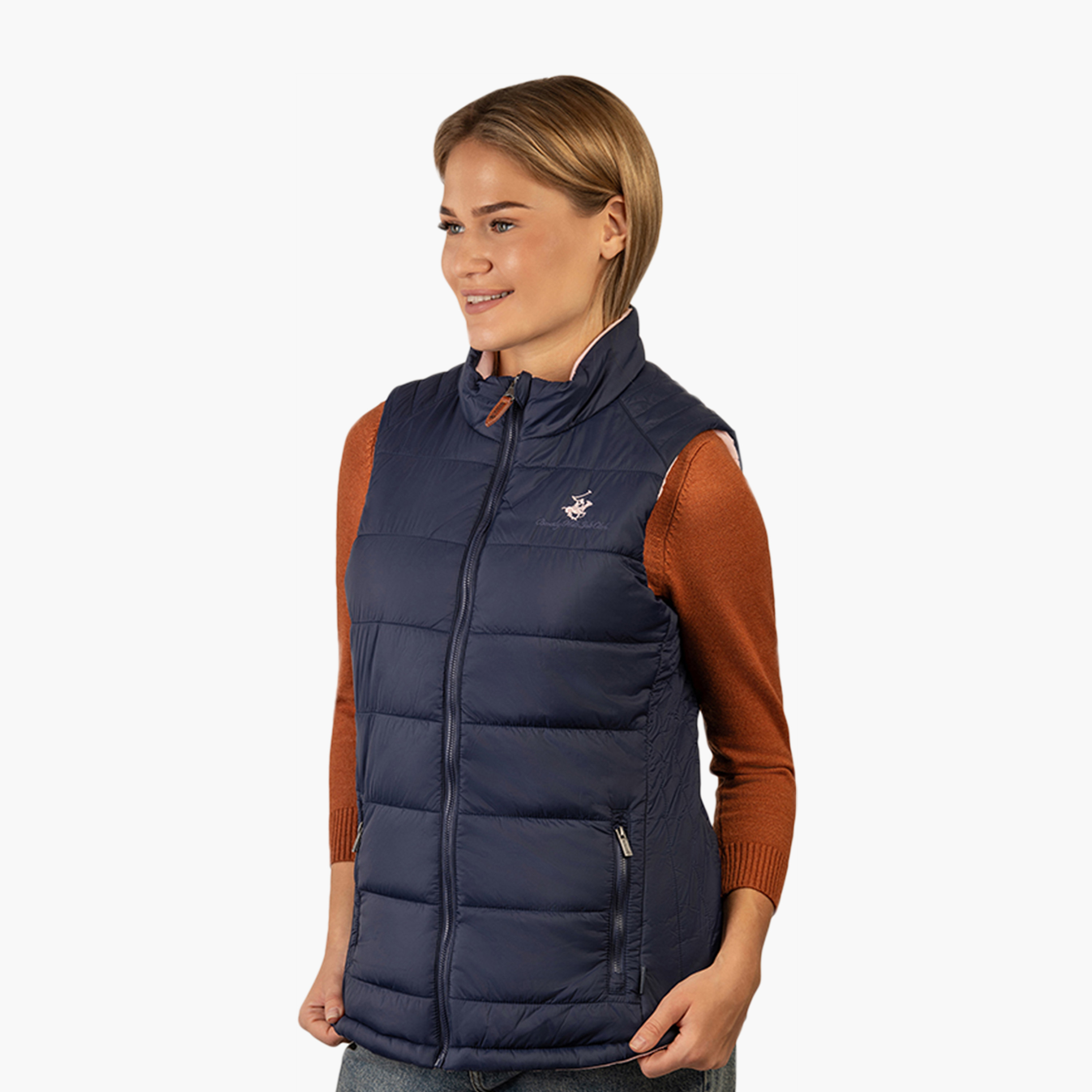 جاكيت جيليه نسائي سادة برقبة عالية وبدون أكمام بيفرلي هيلز بولو كلوب-women-winterwear-coatsandjackets-jackets-image-2