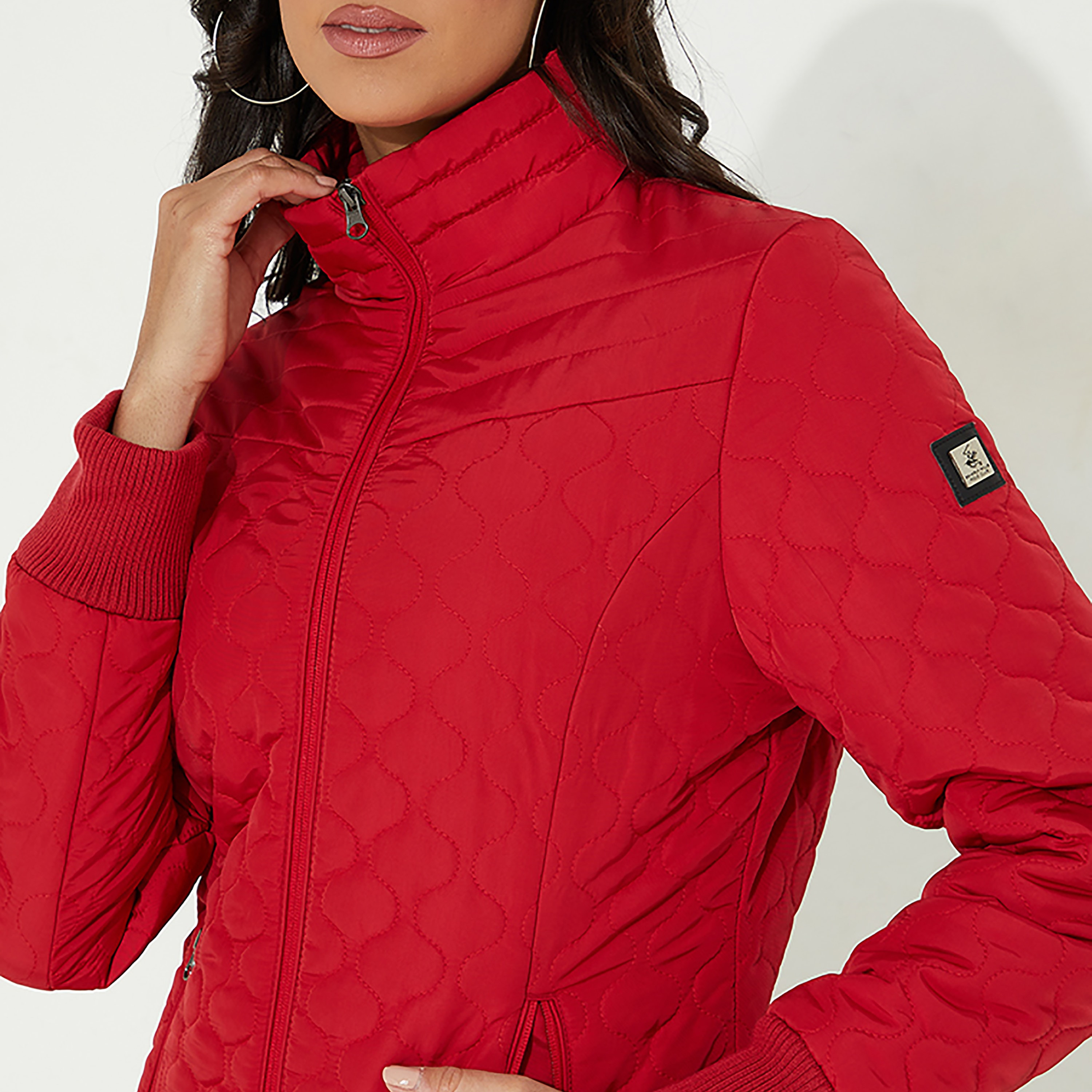 Beverly Hills Polo Club Women's Textured High Neck Bomber Jacket-PROMO_CP_BHPC_101125-image-3