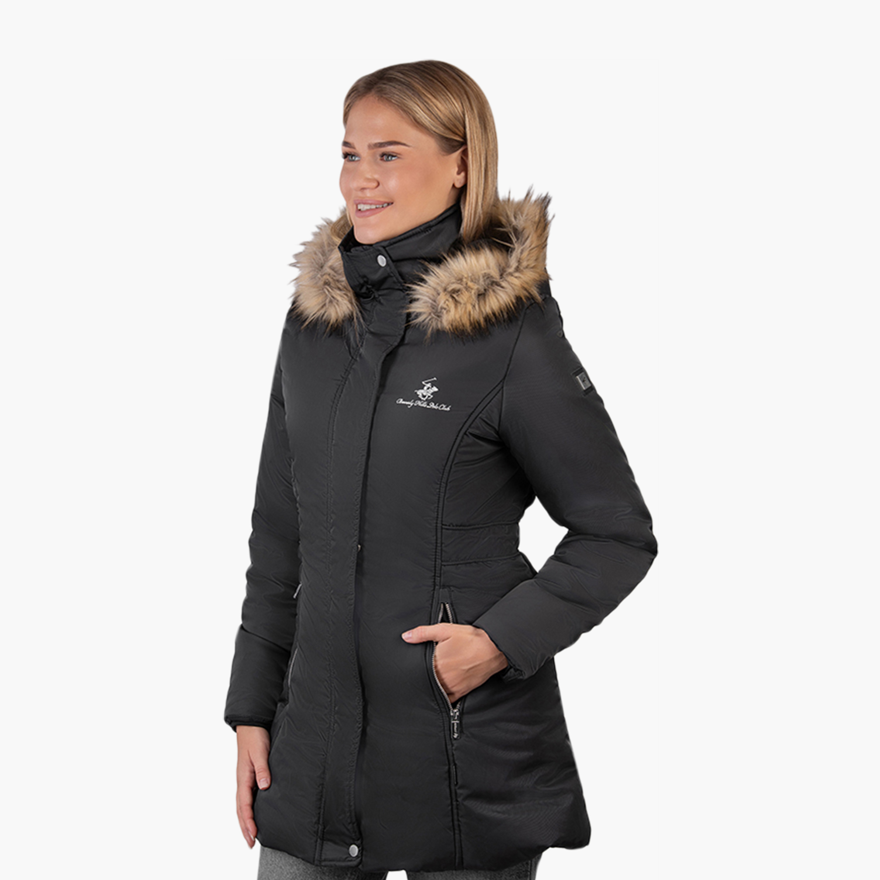 Beverly Hills Polo Club Plain Hooded Neck Long Sleeves Women's Parka Jacket-women-clothing-coatsandjackets-jackets-image-2
