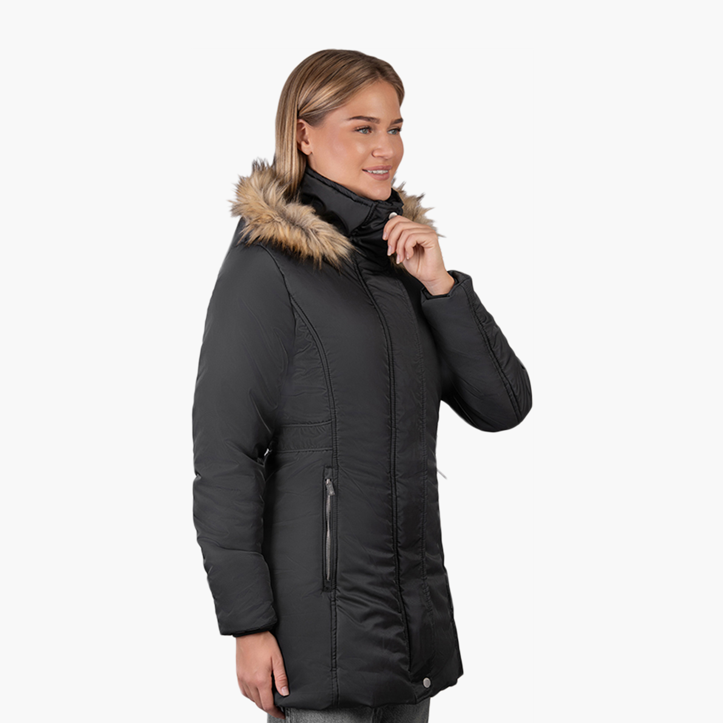 Beverly Hills Polo Club Plain Hooded Neck Long Sleeves Women's Parka Jacket-women-clothing-coatsandjackets-jackets-image-3