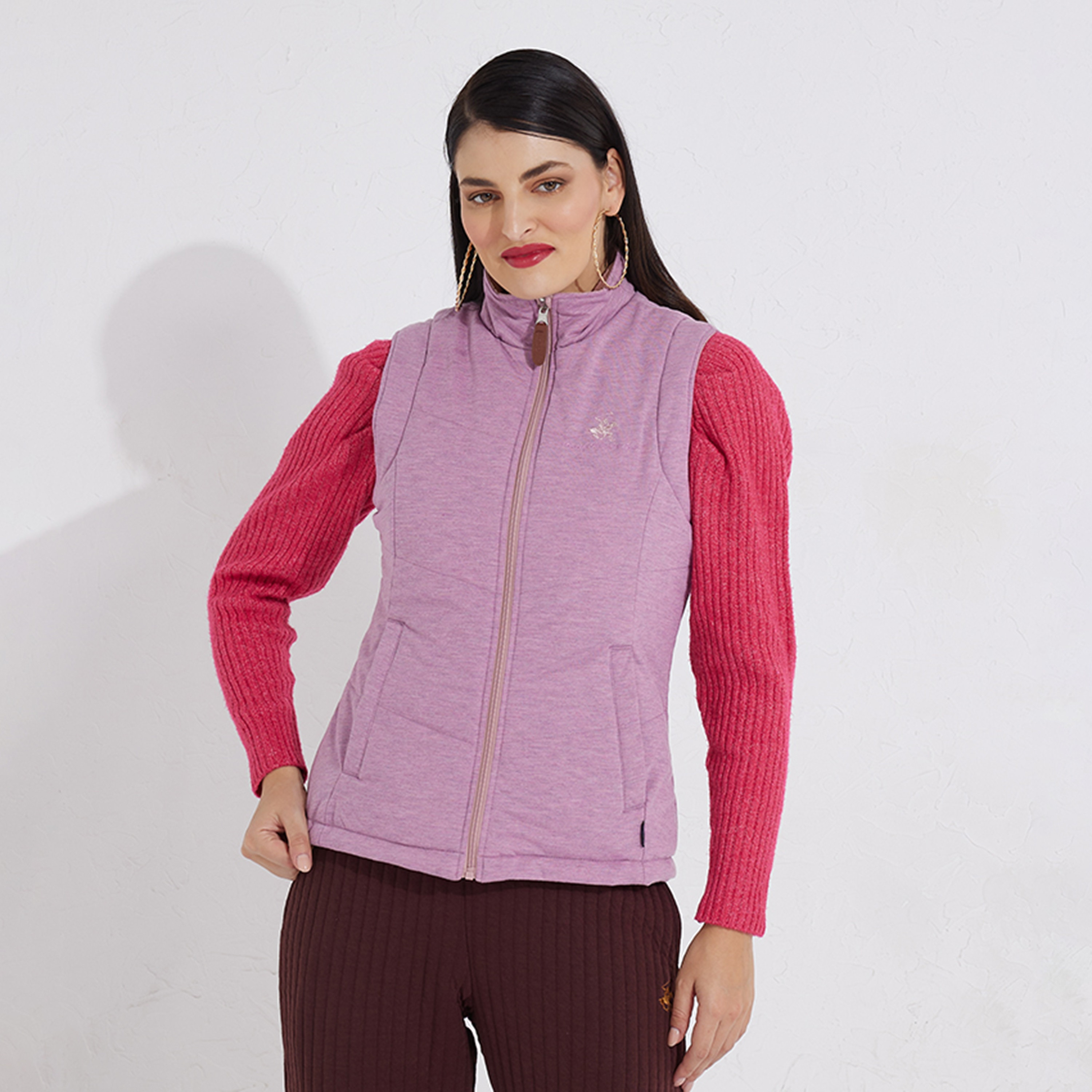 Beverly Hills Polo Club Women's Solid High Neck Fleece Vest-women-winterwear-coatsandjackets-jackets-image-1