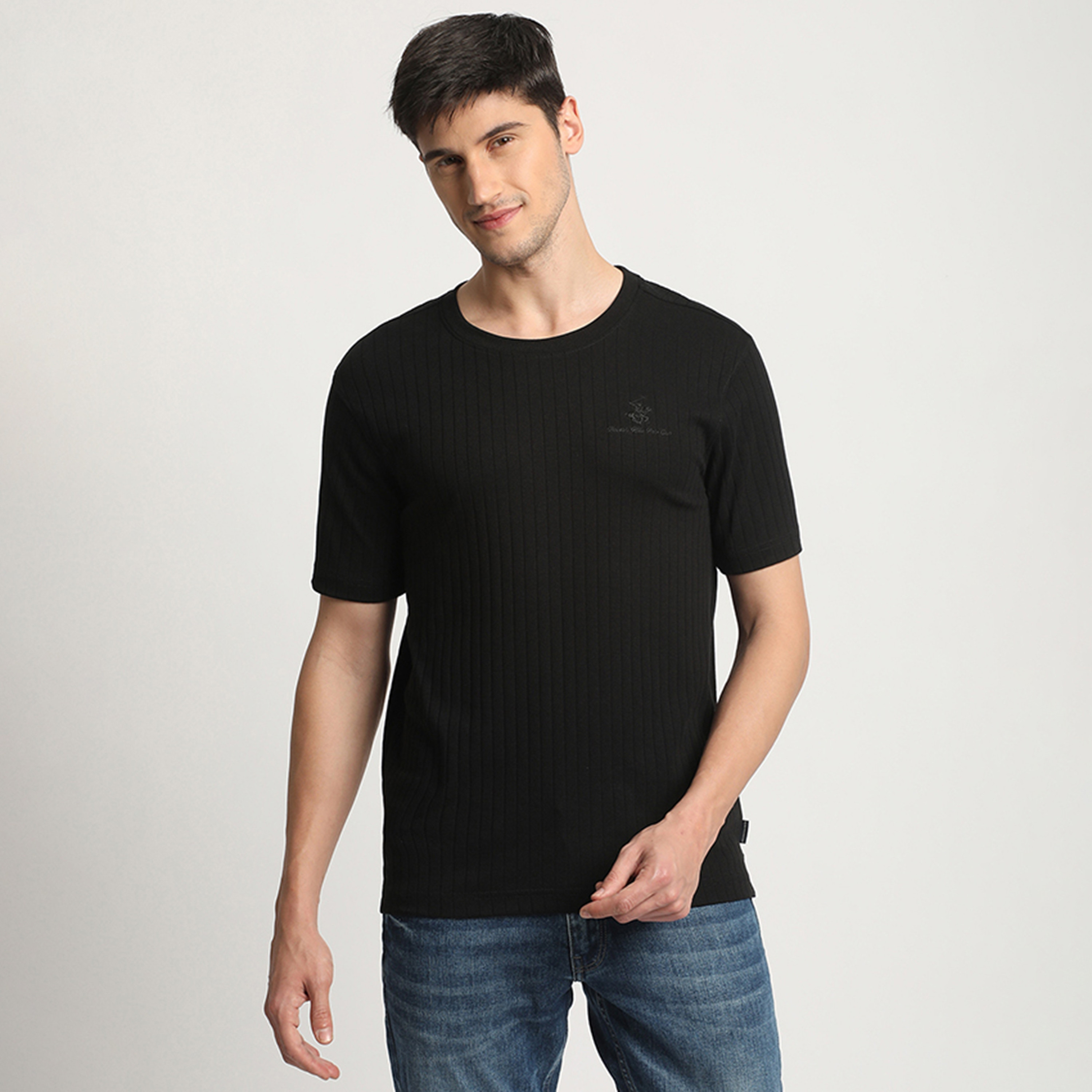 تي شيرت بيفرلي هيلز بولو كلوب بياقة مستديرة وأكمام قصيرة مع نيدل أوت-men-clothing-tshirtsandpolos-tshirts-image-1