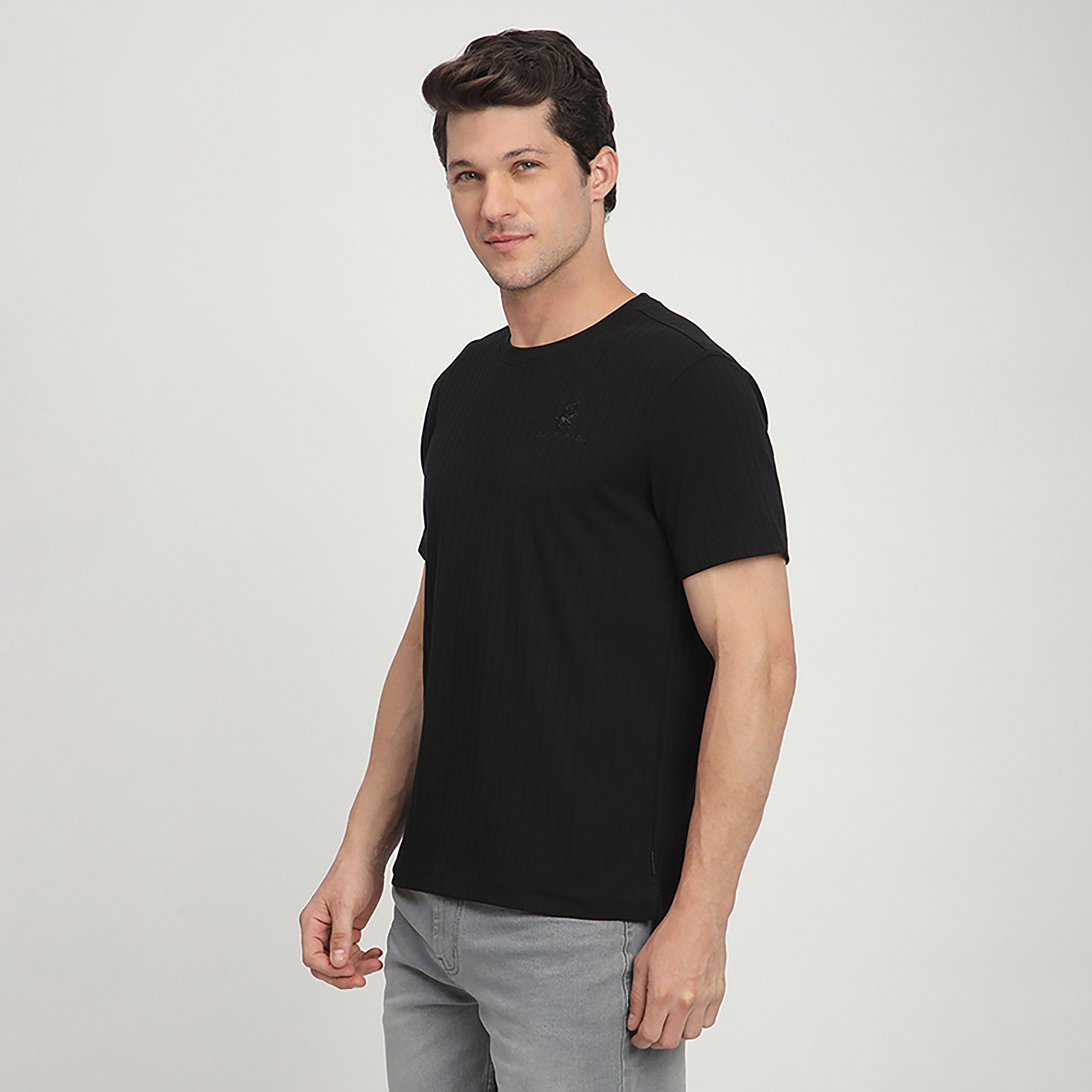 تي شيرت رجالي مضلع بأكمام قصيرة ورقبة دائرية من بيفرلي هيلز بولو كلوب-men-clothing-tshirtsandpolos-tshirts-image-2
