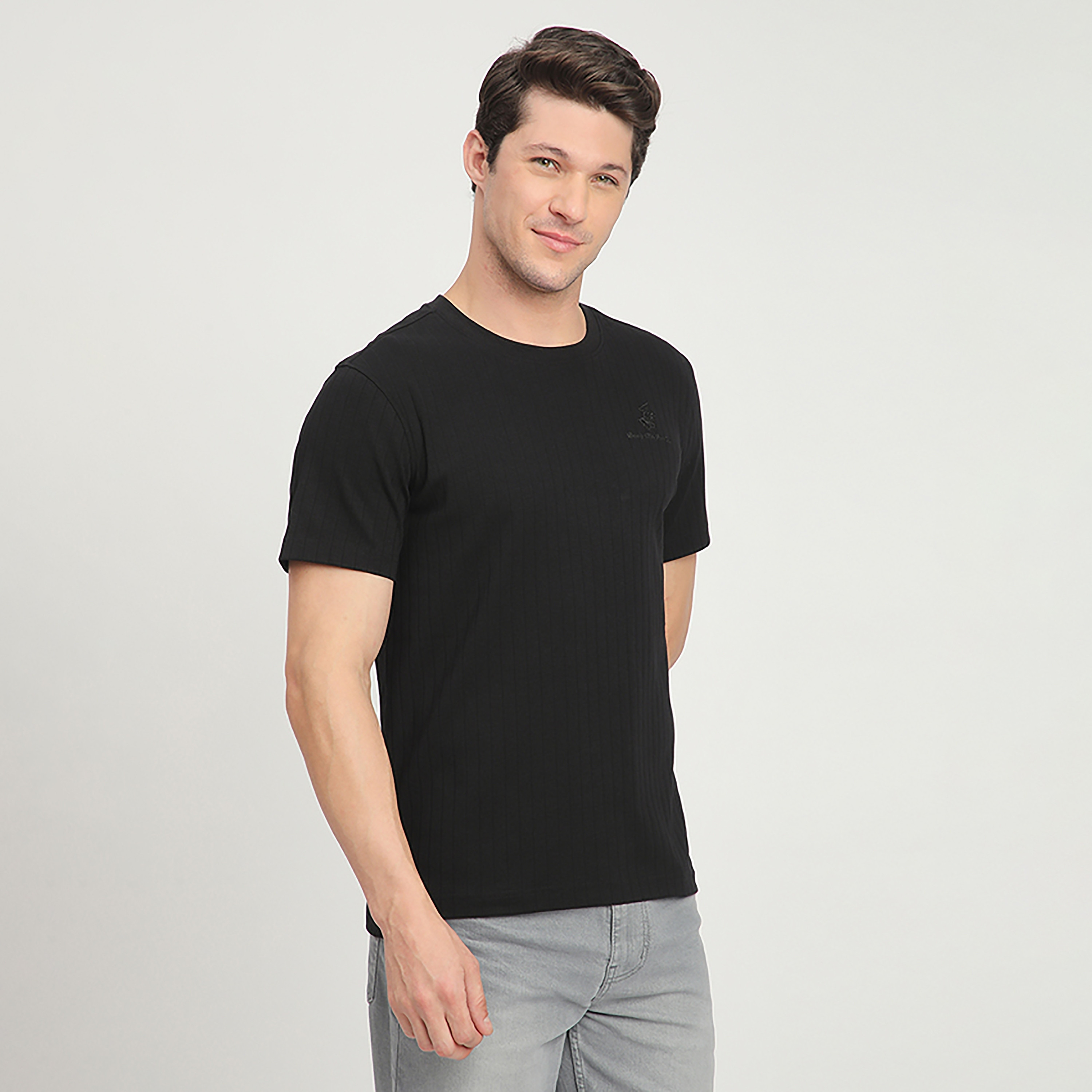 Beverly Hills Polo Club Ribbed Round Neck Short Sleeves Men's T-Shirt-men-clothing-tshirtsandpolos-tshirts-image-3