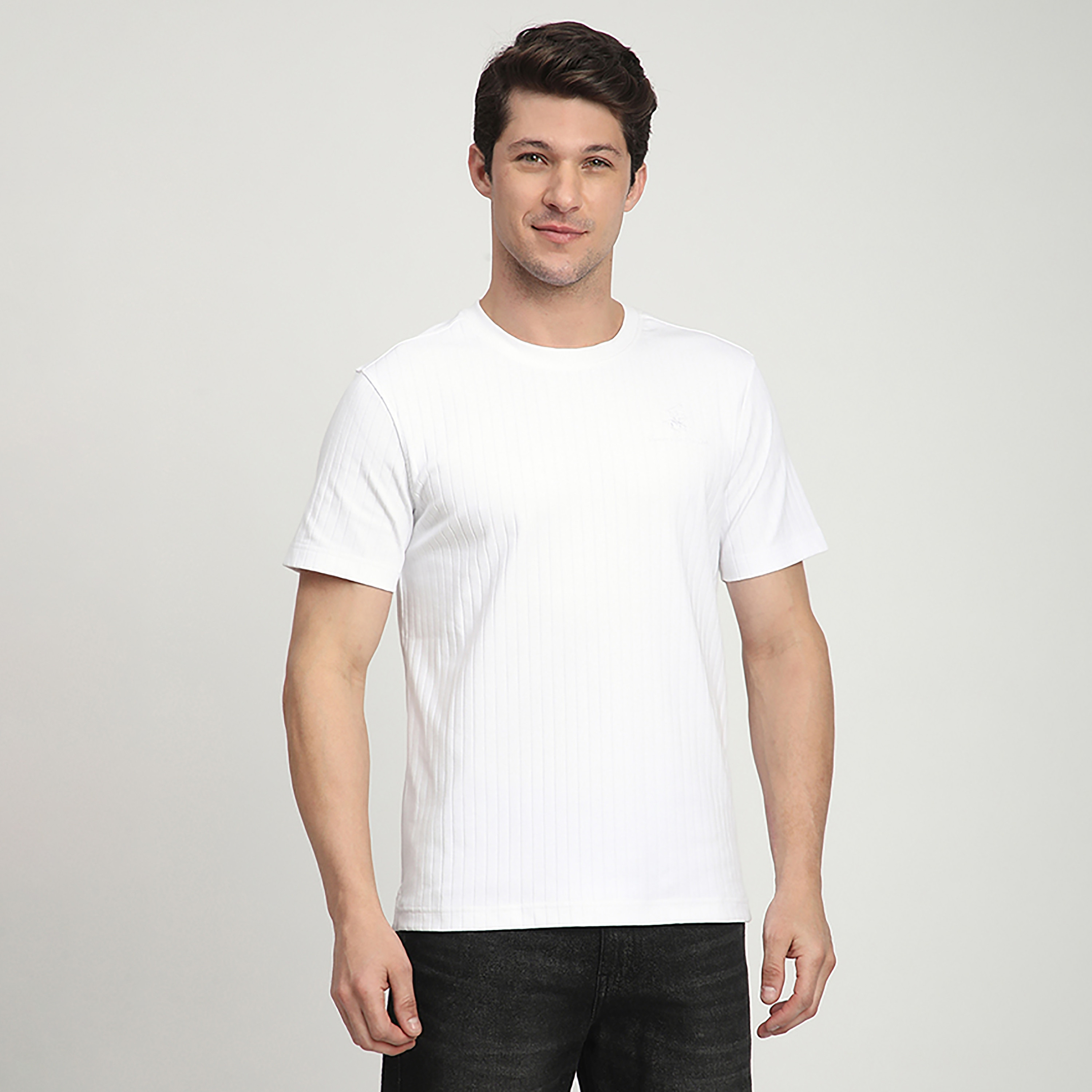 Beverly Hills Polo Club Ribbed Round Neck Short Sleeves Men's T-Shirt-men-clothing-tshirtsandpolos-tshirts-image-1