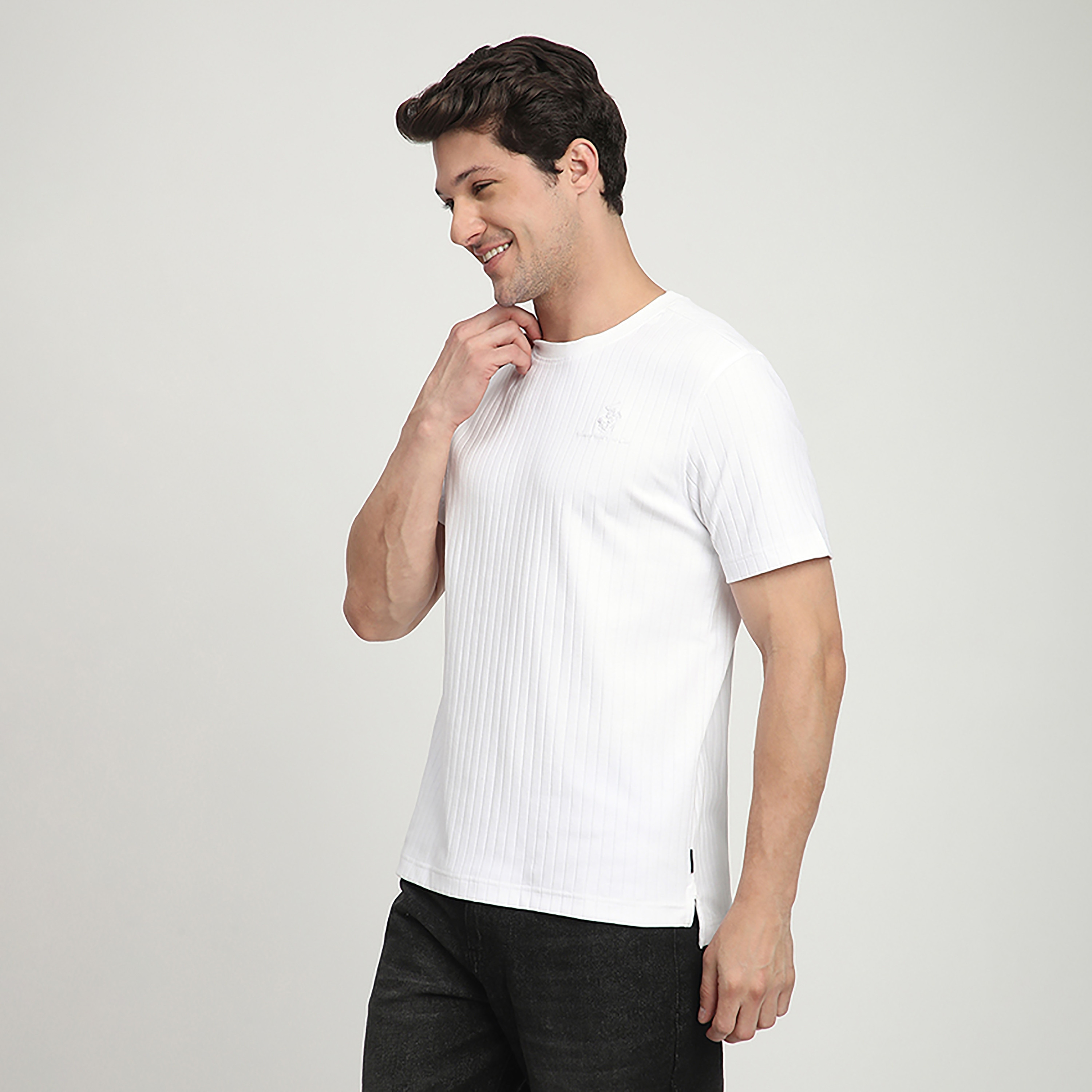 Beverly Hills Polo Club Ribbed Round Neck Short Sleeves Men's T-Shirt-men-clothing-tshirtsandpolos-tshirts-image-2